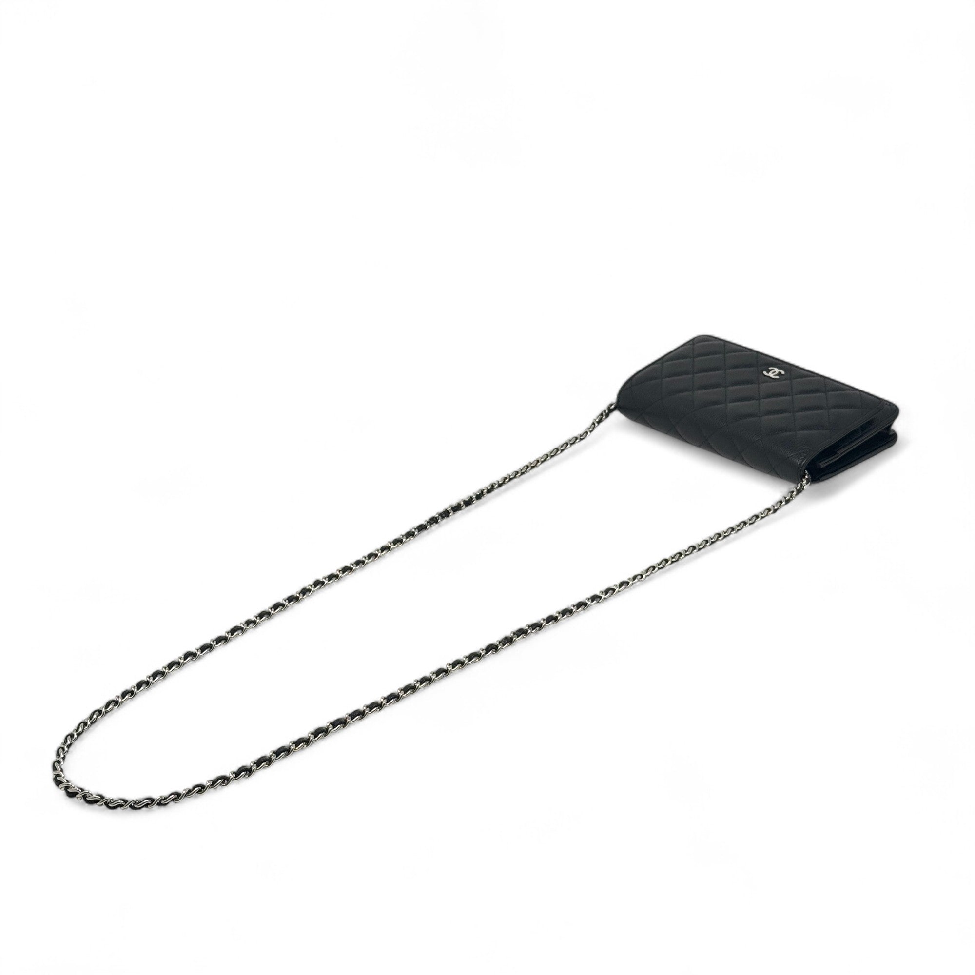 Chanel Black Quilted Caviar Leather Wallet on Chain Crossbody Bag - Elegant & Luxurious for Parties, Dating & Evening Events