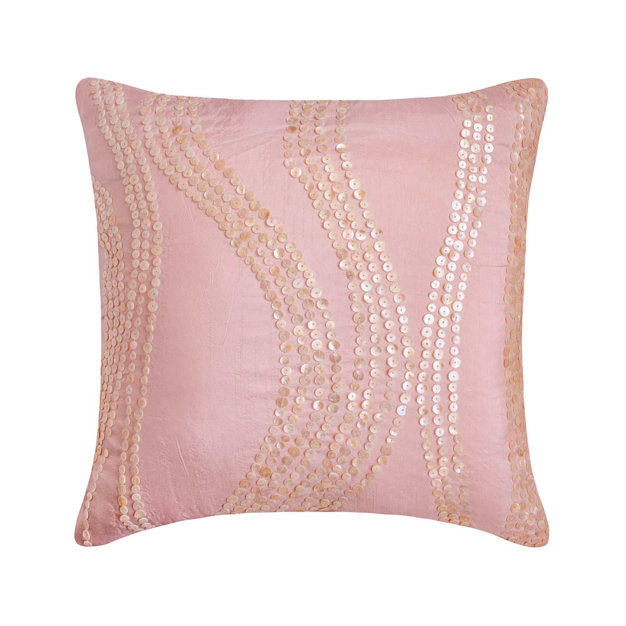 Angelic Charm Pink Art Silk Decorative Euro Sham Pillow Cover - Luxury Bedding Accent for Master Bedroom, Guest Room & Home Decor
