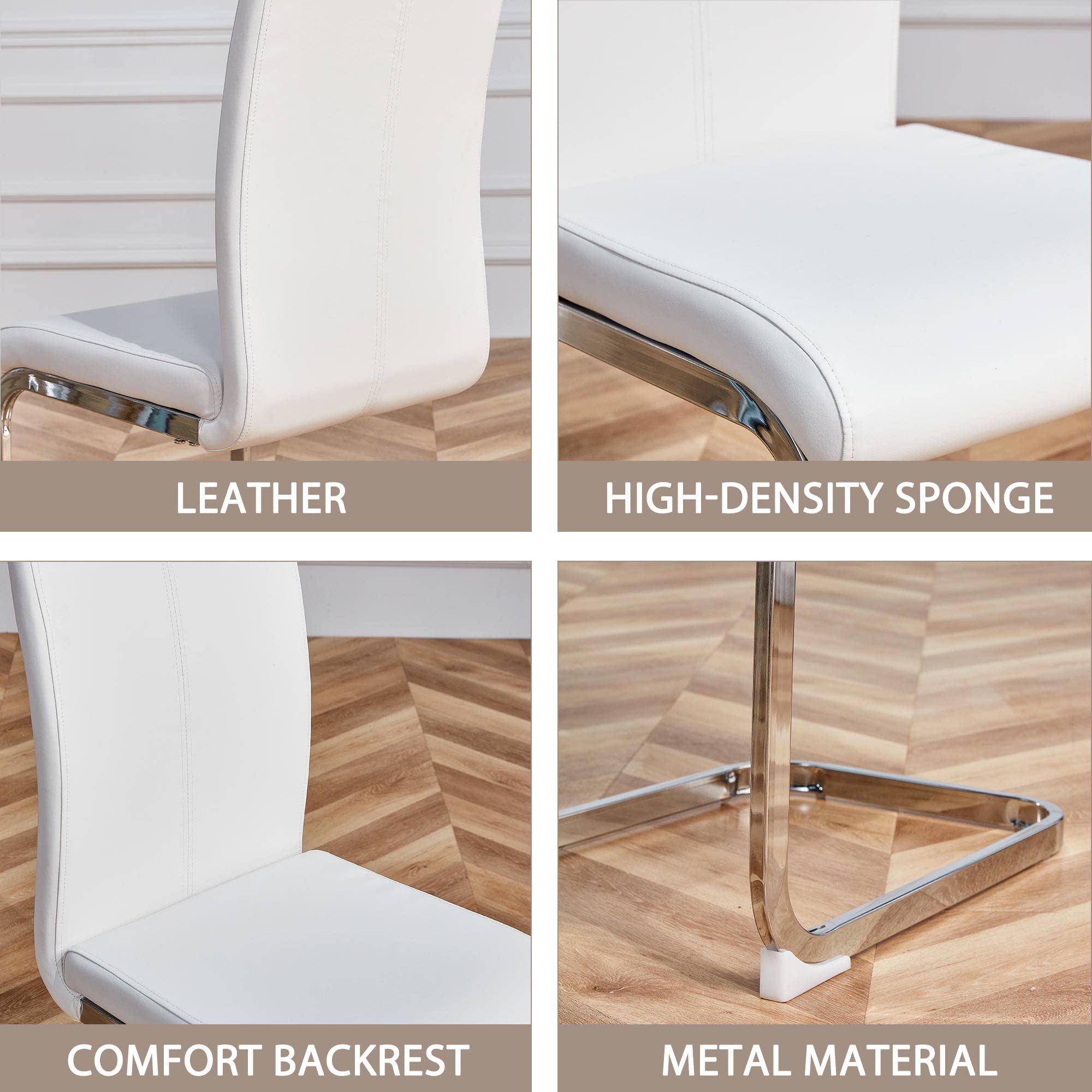 Baysitone Modern Dining Chairs Set of 4 - Faux Leather Padded High Back Kitchen & Living Room Chairs - Comfortable Dining Room Seating for Family Gatherings & Dinner Parties
