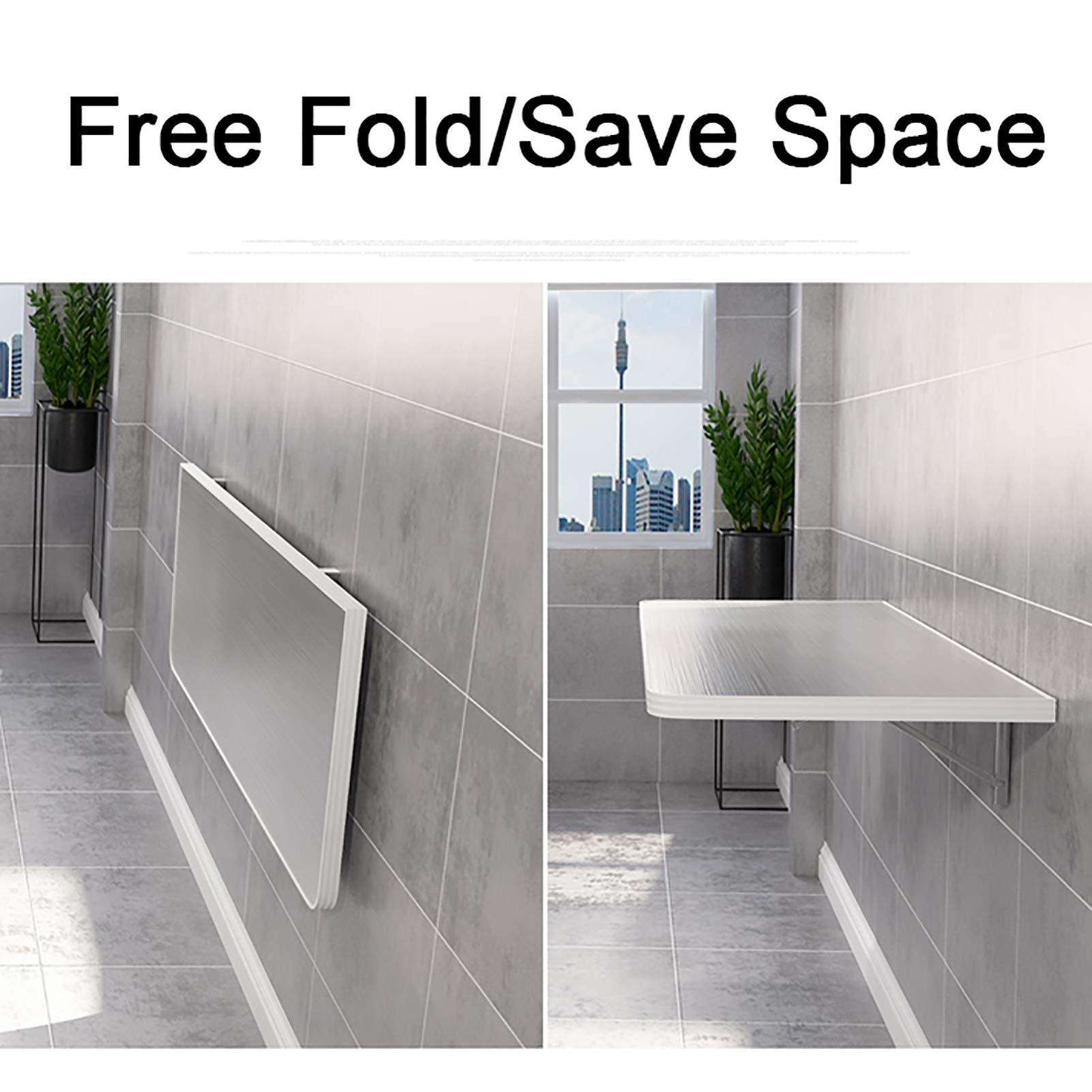 Feelme Multifunctional Folding Wall Mounted Floor Table - Adjustable Stainless Steel Computer Desk, Kitchen Dining Table & Kids Study Table (Multiple Sizes) - Perfect for Small Spaces, Home Office & Compact Living