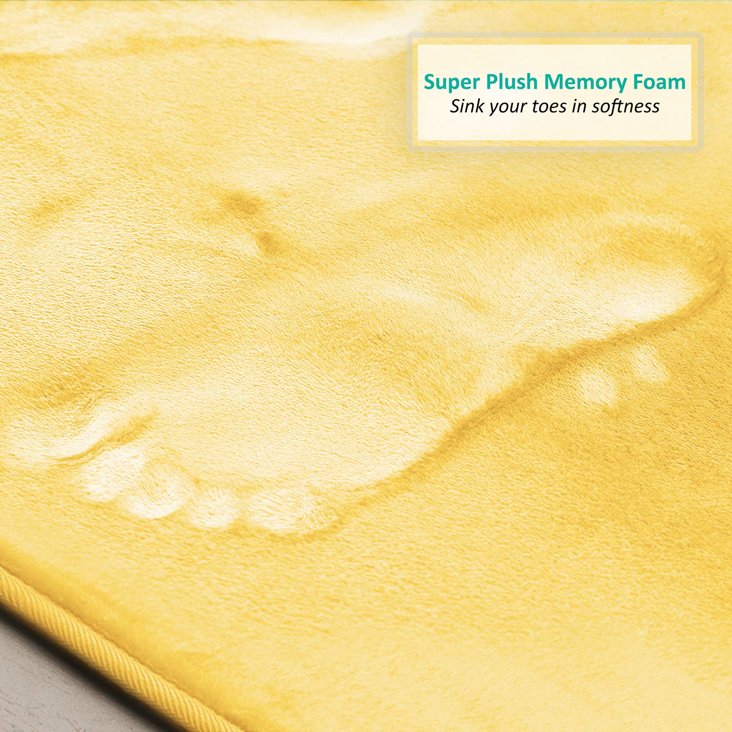 Clara Clark Memory Foam Bath Mat Set of 2 - Non-Slip Super Absorbent Fast Drying Bathroom Rugs (17x24 Inches, Yellow) - Soft Machine Washable for Shower, Bathtub & Bathroom Floor Safety