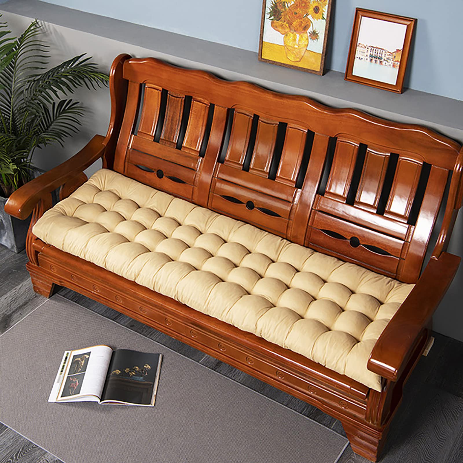 Premium Indoor/Outdoor Bench Cushion - Waterproof Patio Furniture Cushions for Garden Bench, Swing & Lounger - Comfortable Cotton Seat Cushion Set - Perfect for Backyard, Deck, Porch & Poolside Relaxation