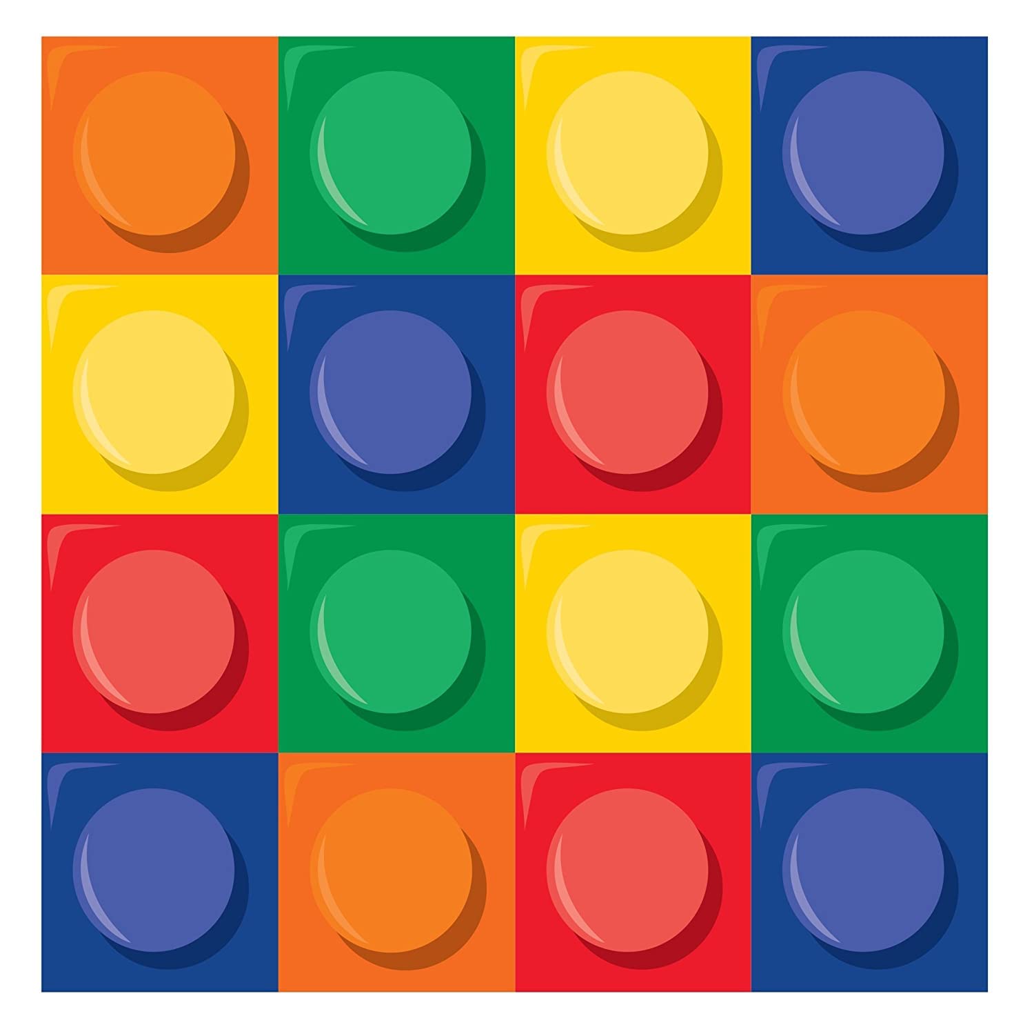 Creative Converting Block Party Supplies Lunch Napkins - 16 Count, Colorful Paper Napkins for Birthday Parties, Picnics & BBQs - Bulk Disposable Party Decorations
