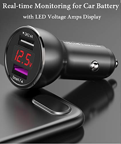 Huawei Supercharge Car Charger 9V/2A Fast Charging Adapter with USB Type C Cable - Compatible with Huawei P40 P30 P20 Pro, Mate 30 20 10 9 - LED Display (Black) | Perfect for Road Trips & Daily Commute