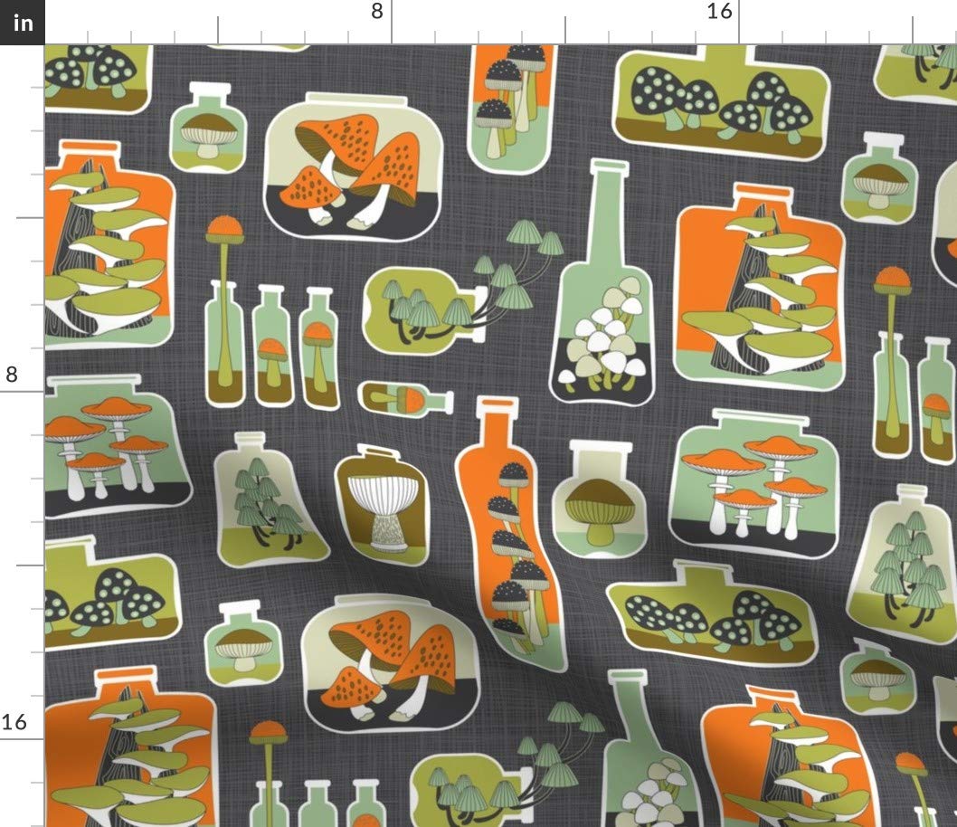 Terrarium Mushroom Printed Cotton Fabric by The Yard - Premium Petal Signature Cotton for Sewing, Quilting, Apparel & Home Decor - DIY Crafts, Wall Hangings & Upholstery Projects