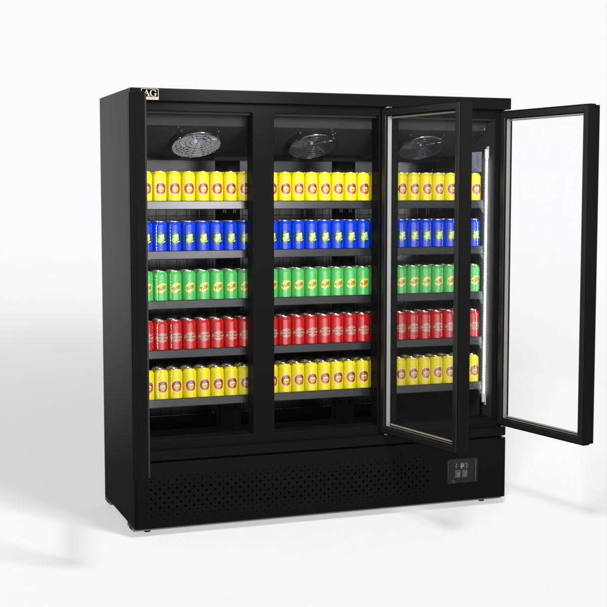 AG Supermarket 3 Glass Door Commercial Upright Display Refrigerator 1539L - Perfect for Grocery Stores, Restaurants & Convenience Shops