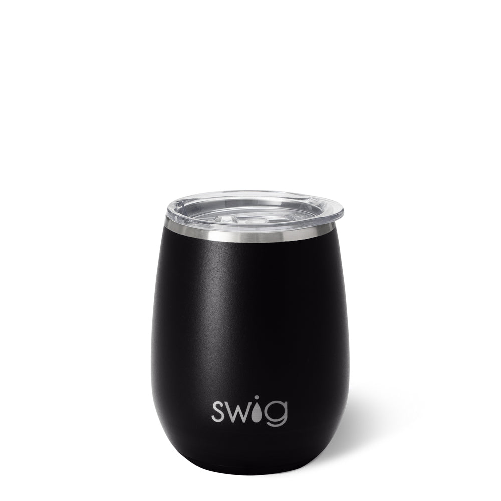 Stemless Wine Glasses 14oz - Set of 4 Black Unbreakable Tumblers for Red & White Wine, Cocktails, Juice - Perfect for Parties, Weddings, Home & Outdoor Use