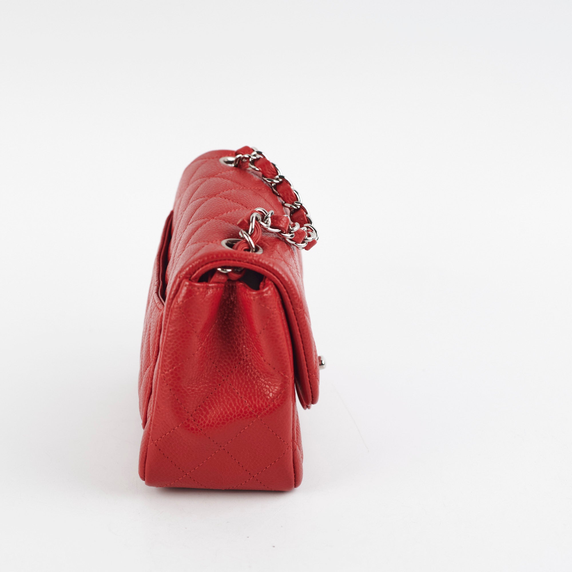 Chanel Classic Flap Square Caviar Red Leather Handbag - Luxury Designer Crossbody Bag for Women | Perfect for Date Nights, Parties & Special Occasions