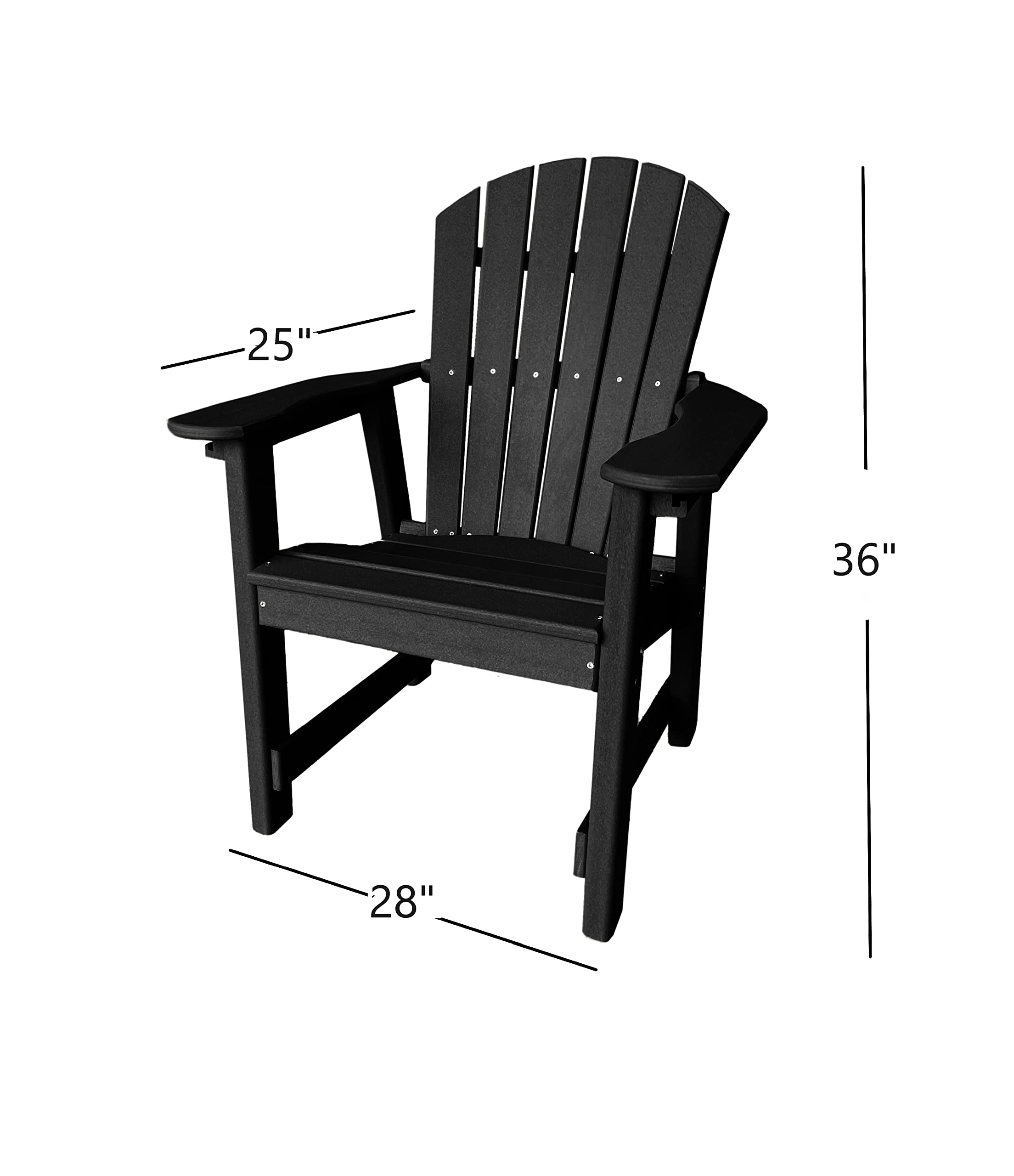 **Phat Tommy Weatherproof Outdoor Dining Chair - Heavy Duty Recycled Poly Lumber Patio Furniture, Black - Perfect for Backyard, Garden, Deck, and Poolside Relaxation**