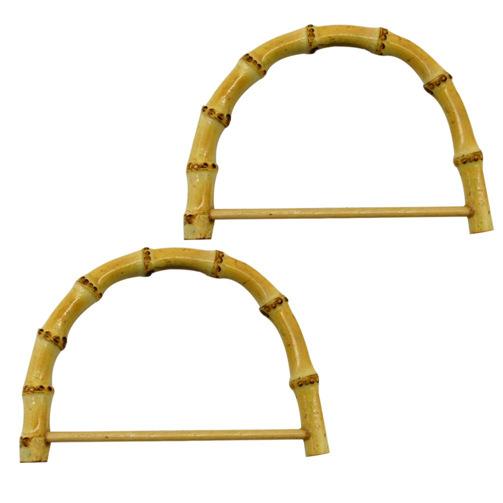 Exceart 2-Pack D-Shaped Bamboo Purse Handles - Replacement Buckle Straps for DIY Handmade Bags, Craft Purses & Photo Frames | Durable & Stylish Bag Accessories for Fashion Totes, Clutches & Shoulder Bags