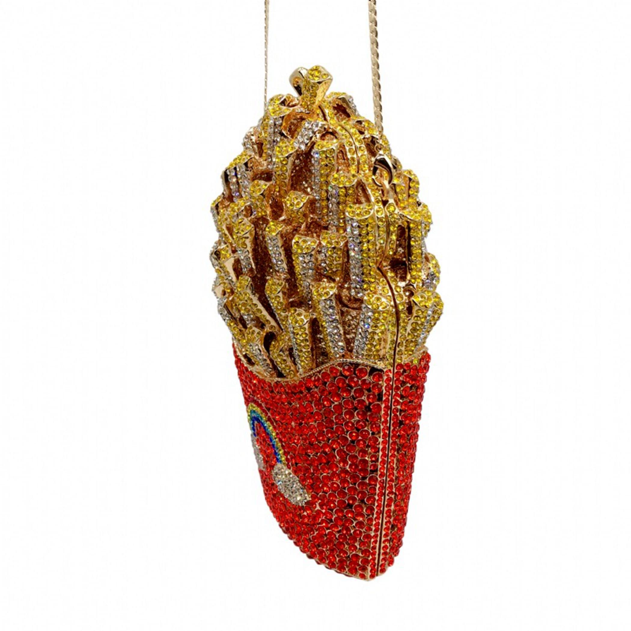 Sparkly Rhinestone Clutch Purse for Women - Crystal Embellished French Fries Design Evening Bag | Perfect for Wedding, Party & Special Occasions