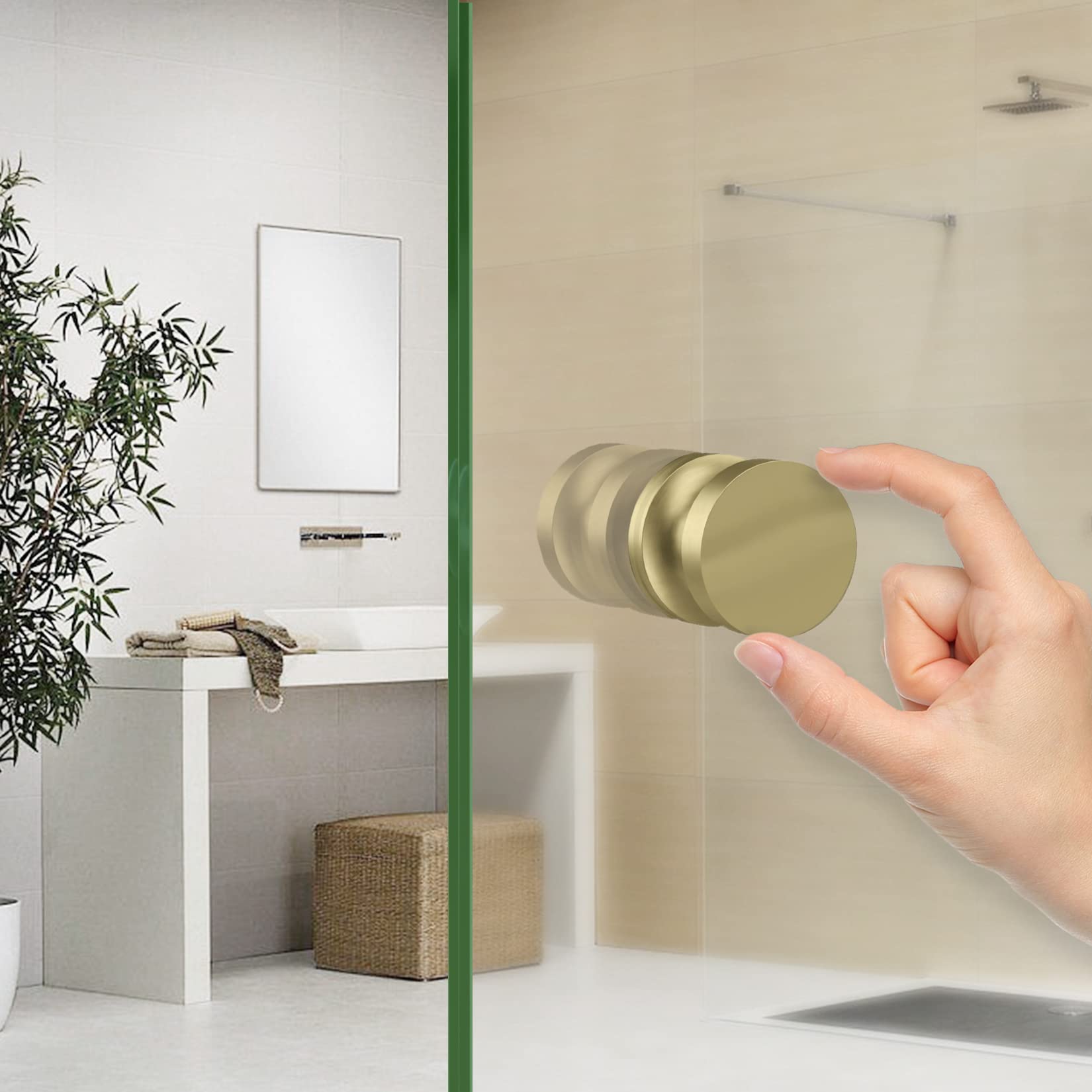 Brushed Gold SUS304 Shower Door Knob - Anti-Fingerprint Handle for Glass Shower Doors