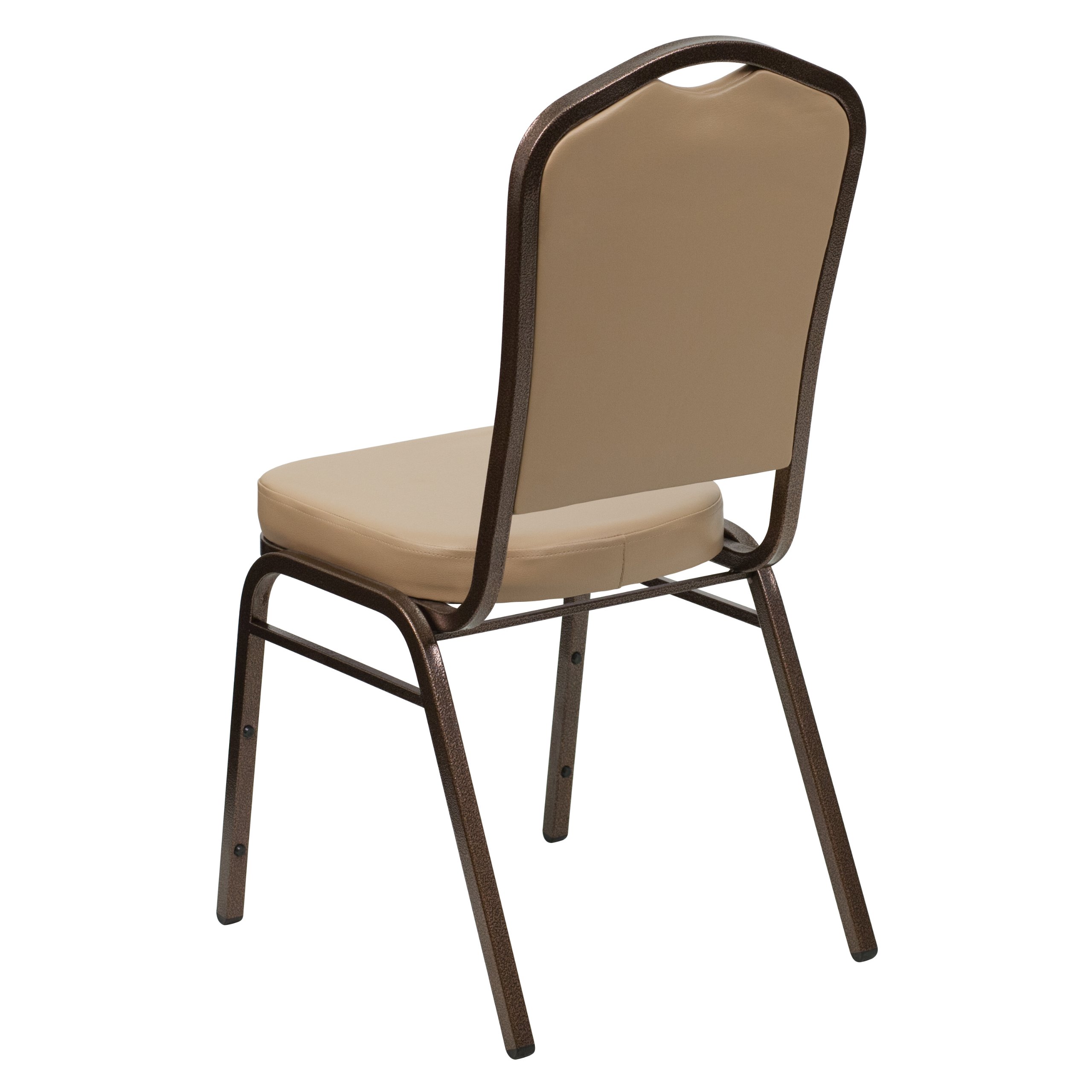 Emma & Oliver Tan Vinyl Crown Back Stacking Banquet Chair with Copper Vein Frame - Elegant Event Seating for Weddings, Parties & Banquets