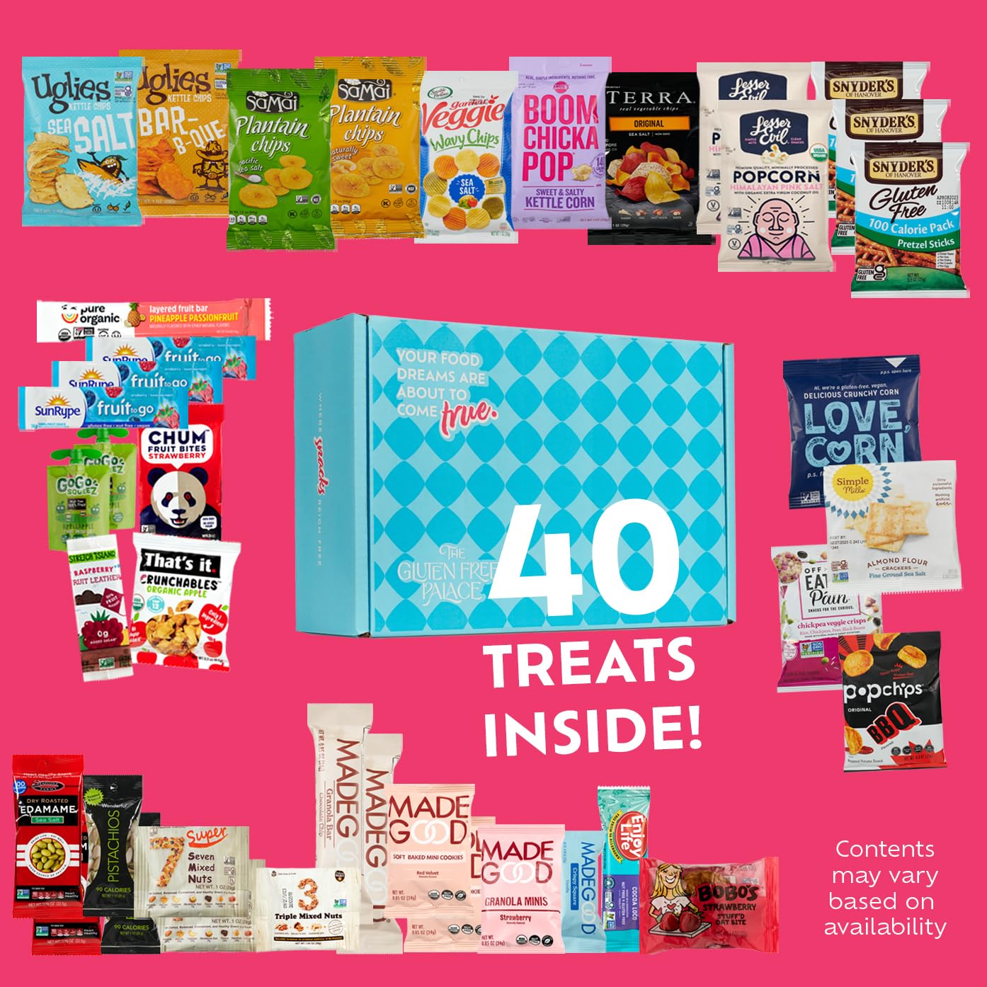 Gluten Free Snack Gift Basket - 40 Count Healthy Vegan & Dairy Free Snacks for Adults - Perfect for Easter Gifts, Office Treats & Allergy-Friendly Snacking