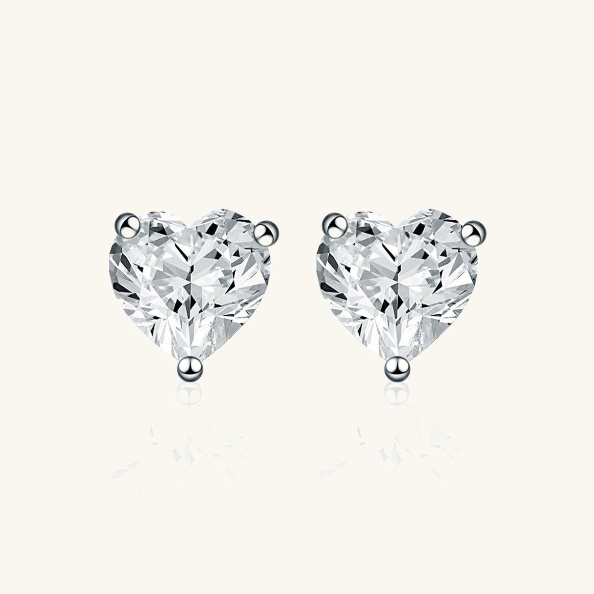 Premium Moissanite Heart Stud Earrings for Women - Romantic Valentine's Day Gift, Anniversary Jewelry - Perfect for Date Night & Special Occasions