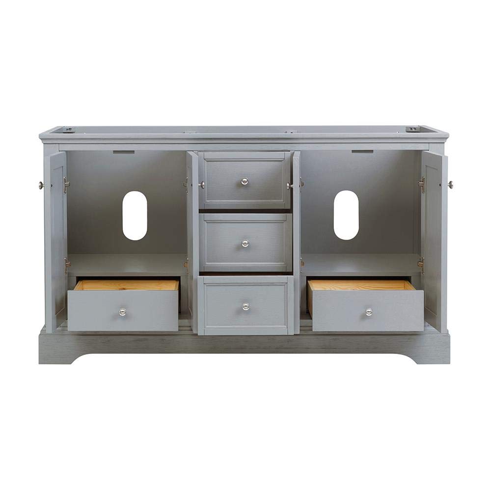 Fresca Windsor 60 Inch Gray Textured Traditional Double Sink Bathroom Vanity Cabinet - Sink Not Included | Perfect for Master Bathroom & Guest Bath Remodeling