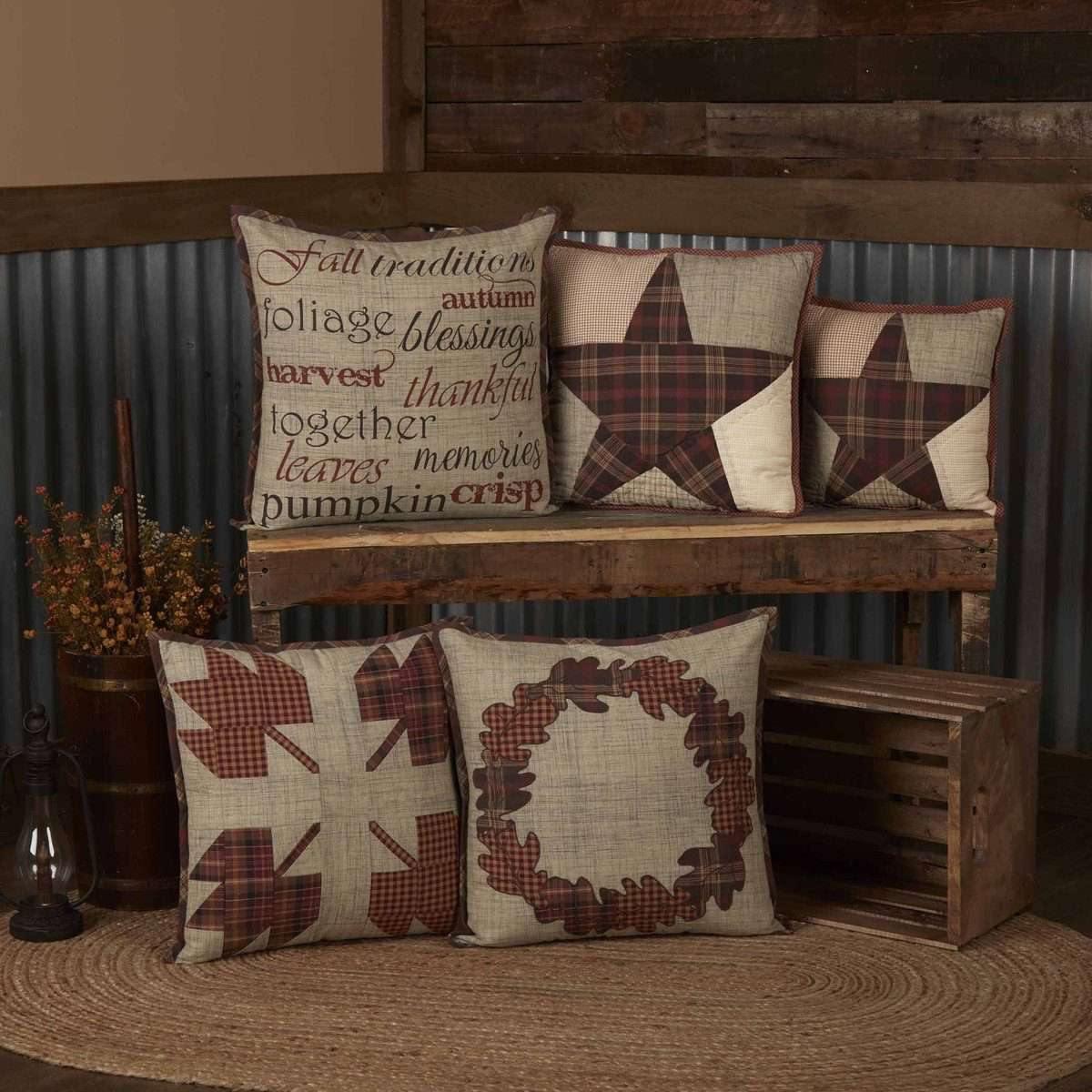 Abilene Harvest Leaf Patch Pillow 18x18 Inch Fall Decor - Cozy Farmhouse Throw Pillow for Sofa, Bed & Seasonal Home Decor | VHC Brands