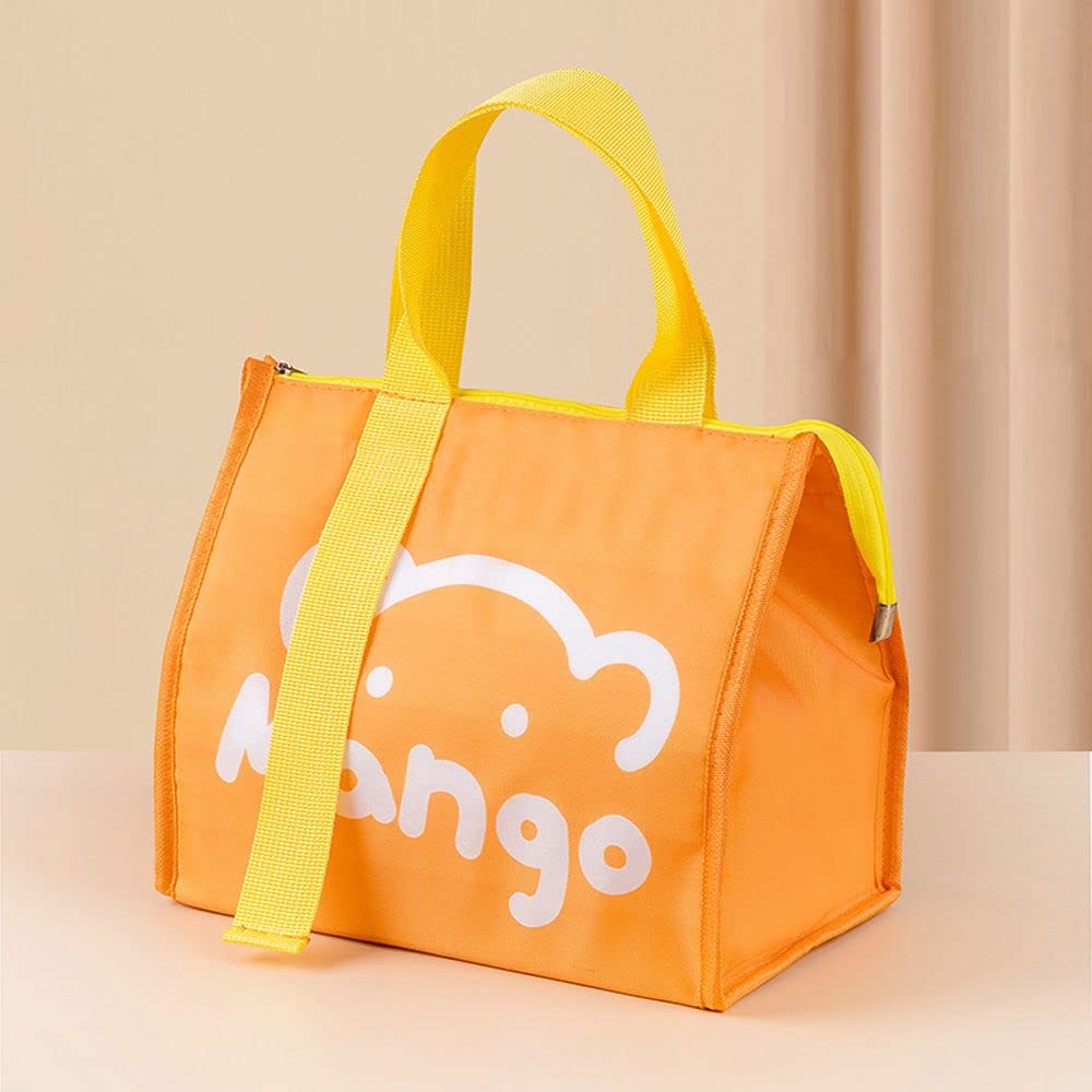 HUOFU Insulated Lunch Bag - Thermal Food Storage Cooler Tote for School, Work & Picnic - Portable Canvas Lunch Box with Cartoon Bear Design (Yellow) - Perfect for Keeping Meals Fresh & Cold All Day