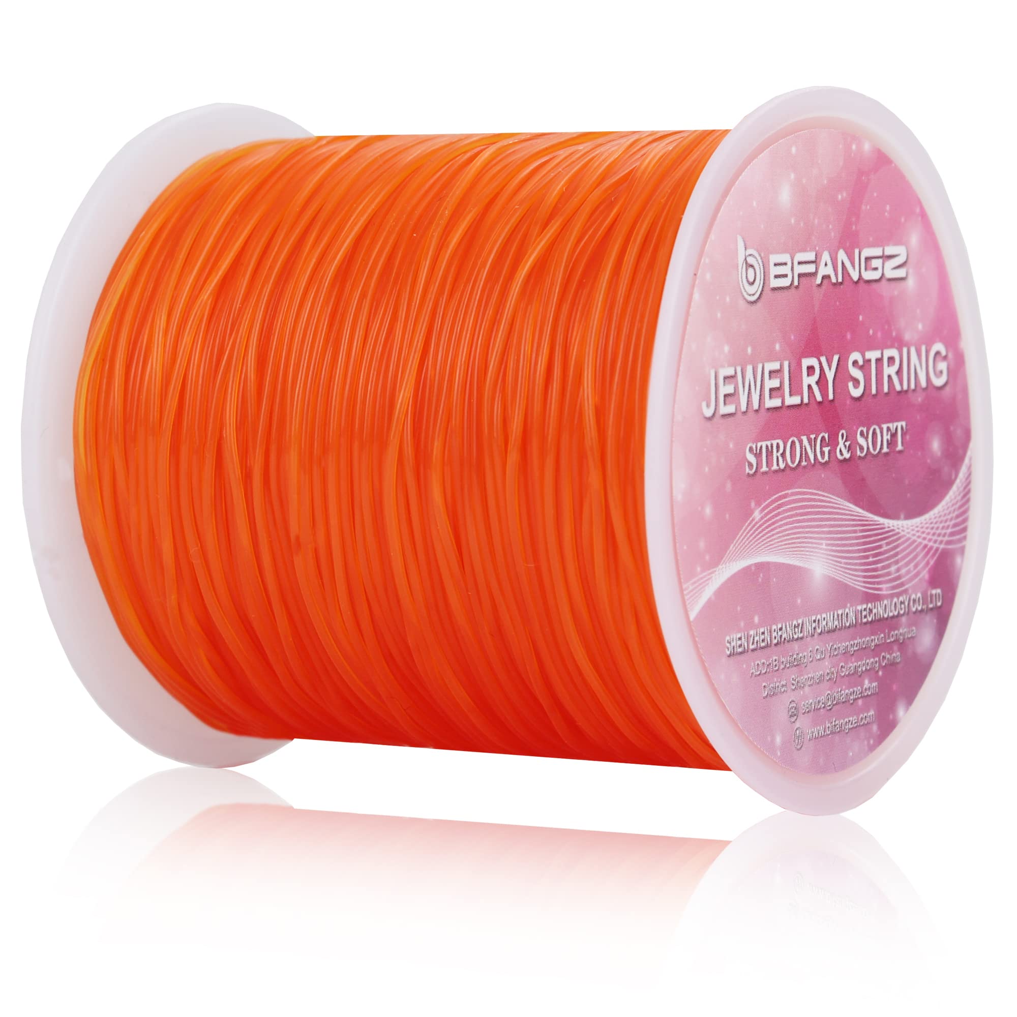BFANGZ 0.8mm 100M Stretch Elastic String for Jewelry Making - Crystal Beading Cord for Bracelets, Necklaces & DIY Crafts - Durable Stretchy Thread for Beading Supplies (Orange) - Perfect for Jewelry Designers, Handmade Crafts & Gift Making