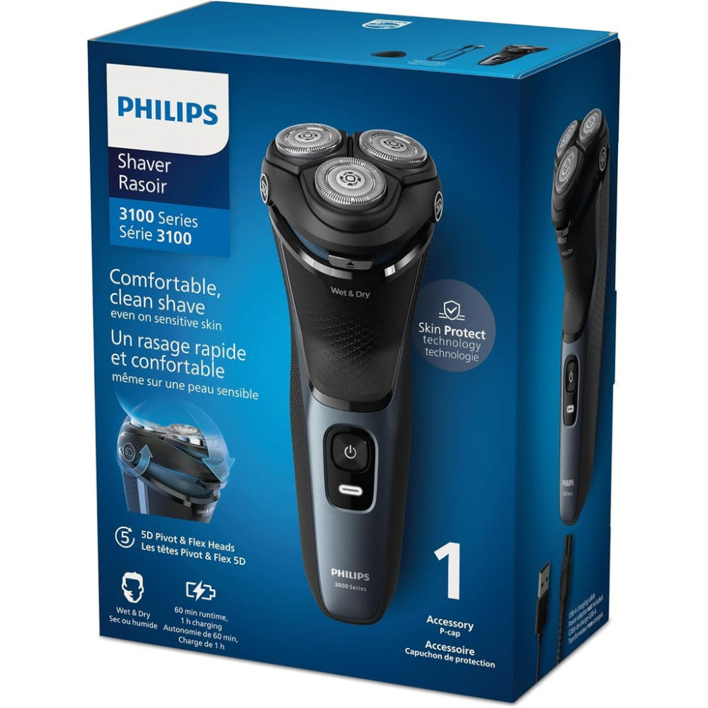 PHILIPS S3145/00 Series 3100 Electric Shaver - Wet & Dry Shaving for Men - Cordless Rechargeable Razor with ComfortCut Blades - Perfect for Travel, Gym & Daily Use