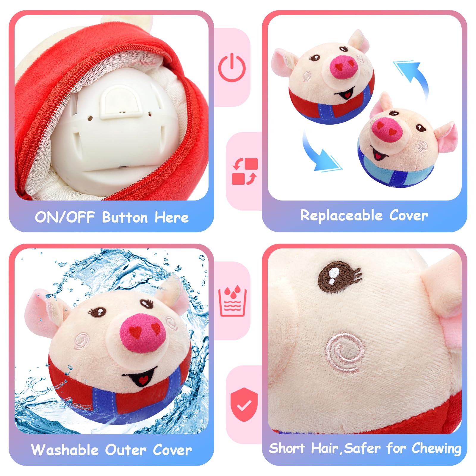 Interactive Squeaky Dog Toys with Automatic Rolling, Jumping & Wiggling - Washable Chew Plush Toys for Small, Medium & Large Dogs - Keep Pets Entertained Indoors & Outdoors - Perfect for Boredom Relief, Training & Playtime