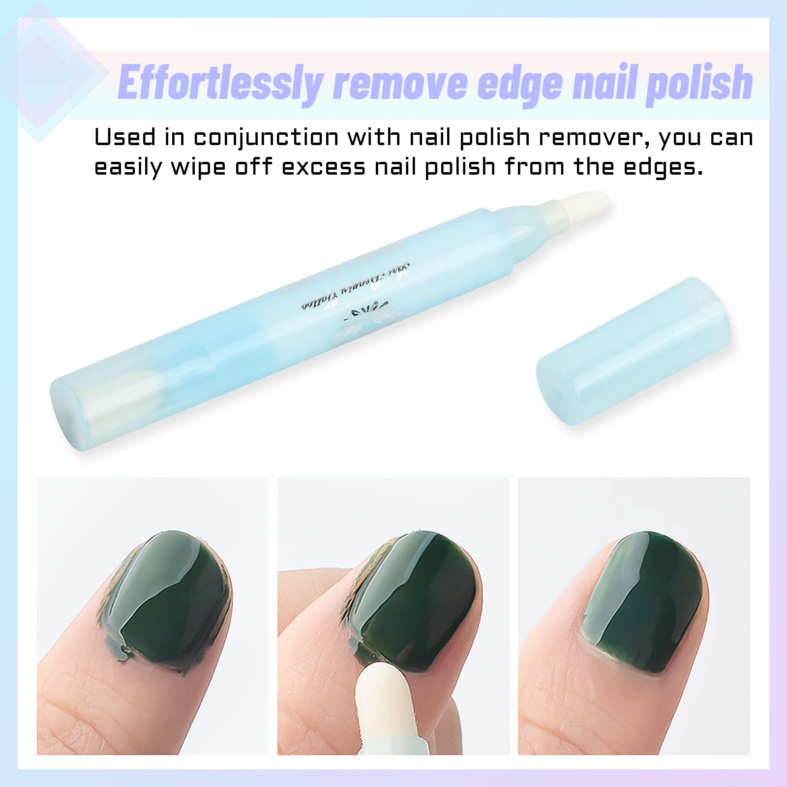 Suchkawe 3 Pcs Nail Polish Corrector Pen - Refillable Gel Polish Remover with 9 Replacement Tips for Precise Nail Edge Cleaning | Perfect for Salon, Home Manicure & Nail Art Touch-Ups