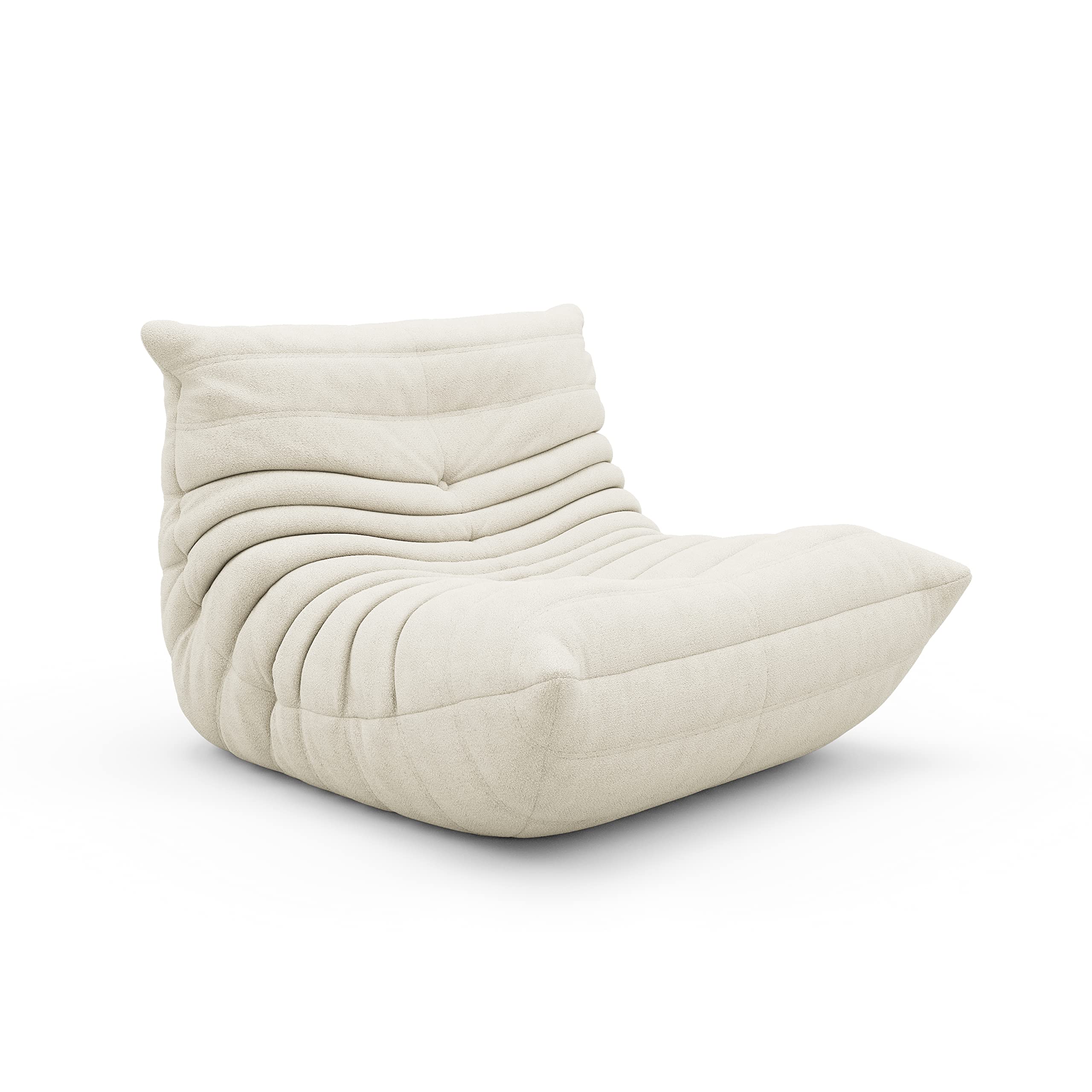 Modern Bean Bag Chair for Adults - Soft Lazy Floor Couch in Mohair White for Living Room & Bedroom