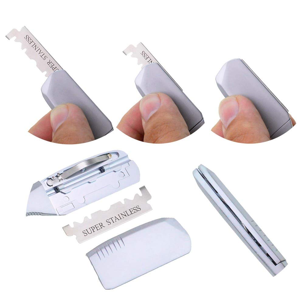 74-Blade Dural Edge Razor - Anti-Slip Hair Removal Shaving Knife for Beard, Face, Underarm & Body | Professional Eyebrow Shaper | Smooth & Precise Grooming for Men & Women at Home or Salon