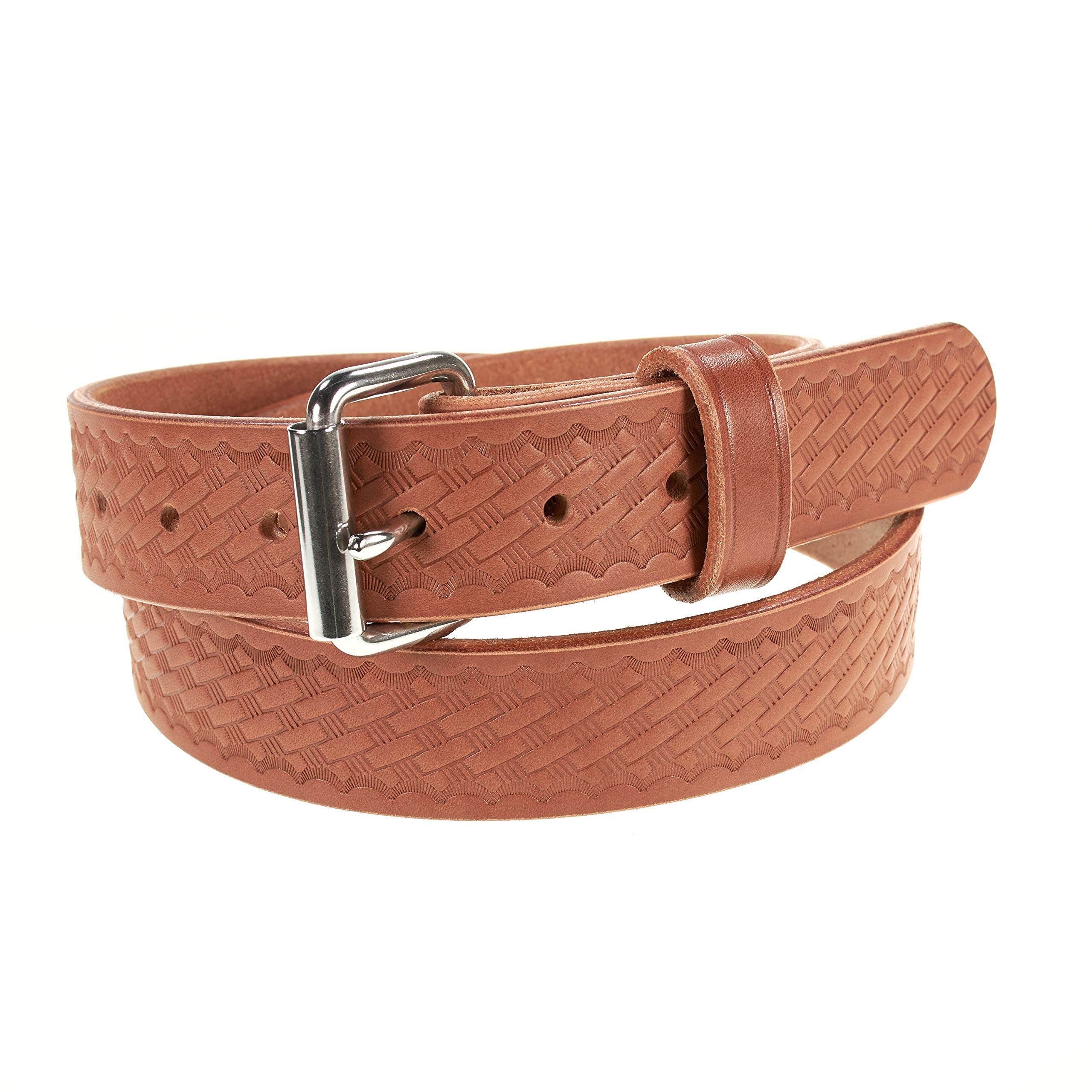 The Old Timer - Heavy Duty 14 oz. Leather Basketweave Embossed Concealed Carry CCW Gun Belt | Handmade in USA | Perfect for Everyday Carry & Outdoor Activities