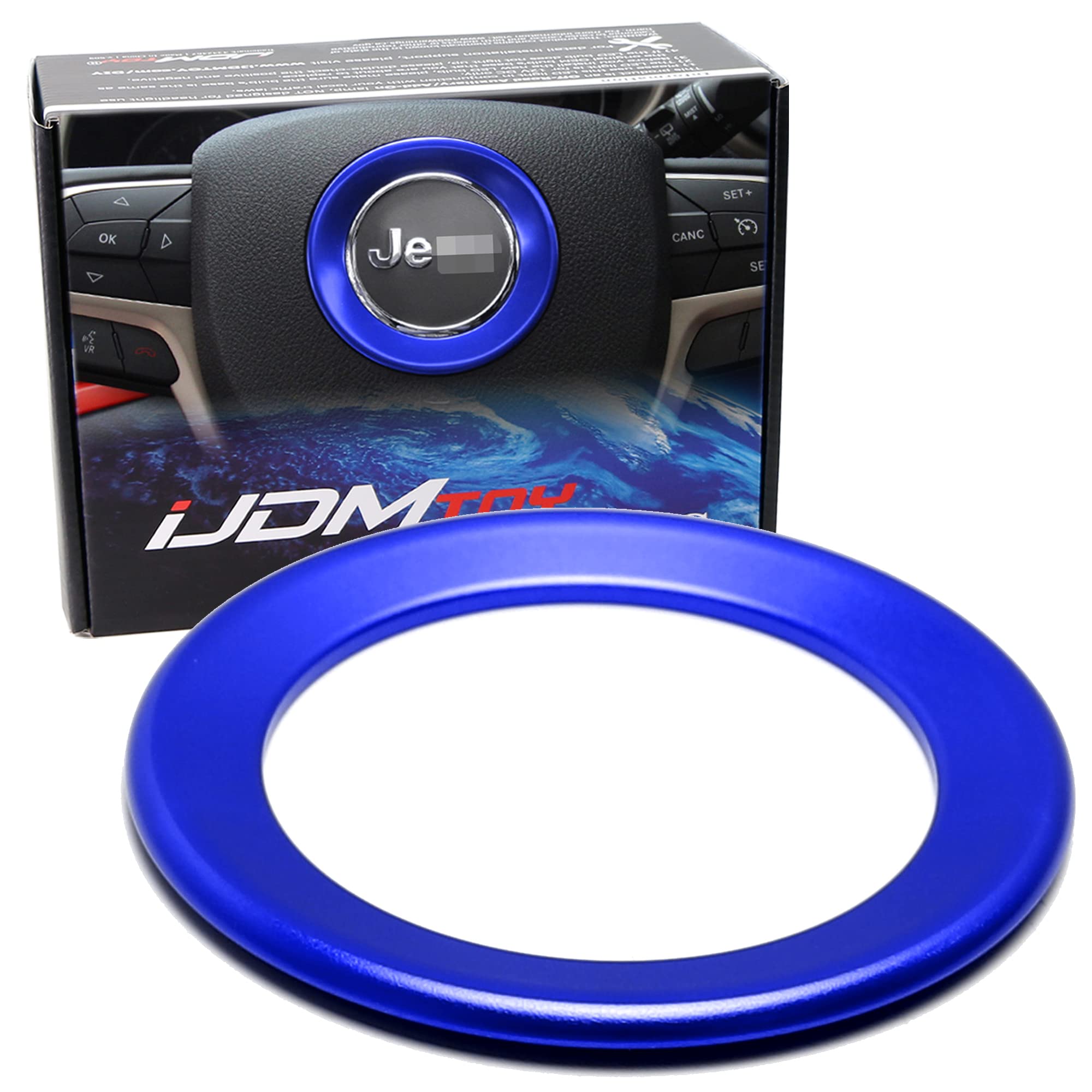Blue Aluminum Steering Wheel Trim for Jeep Cherokee 2014+ - Sporty Interior Upgrade
