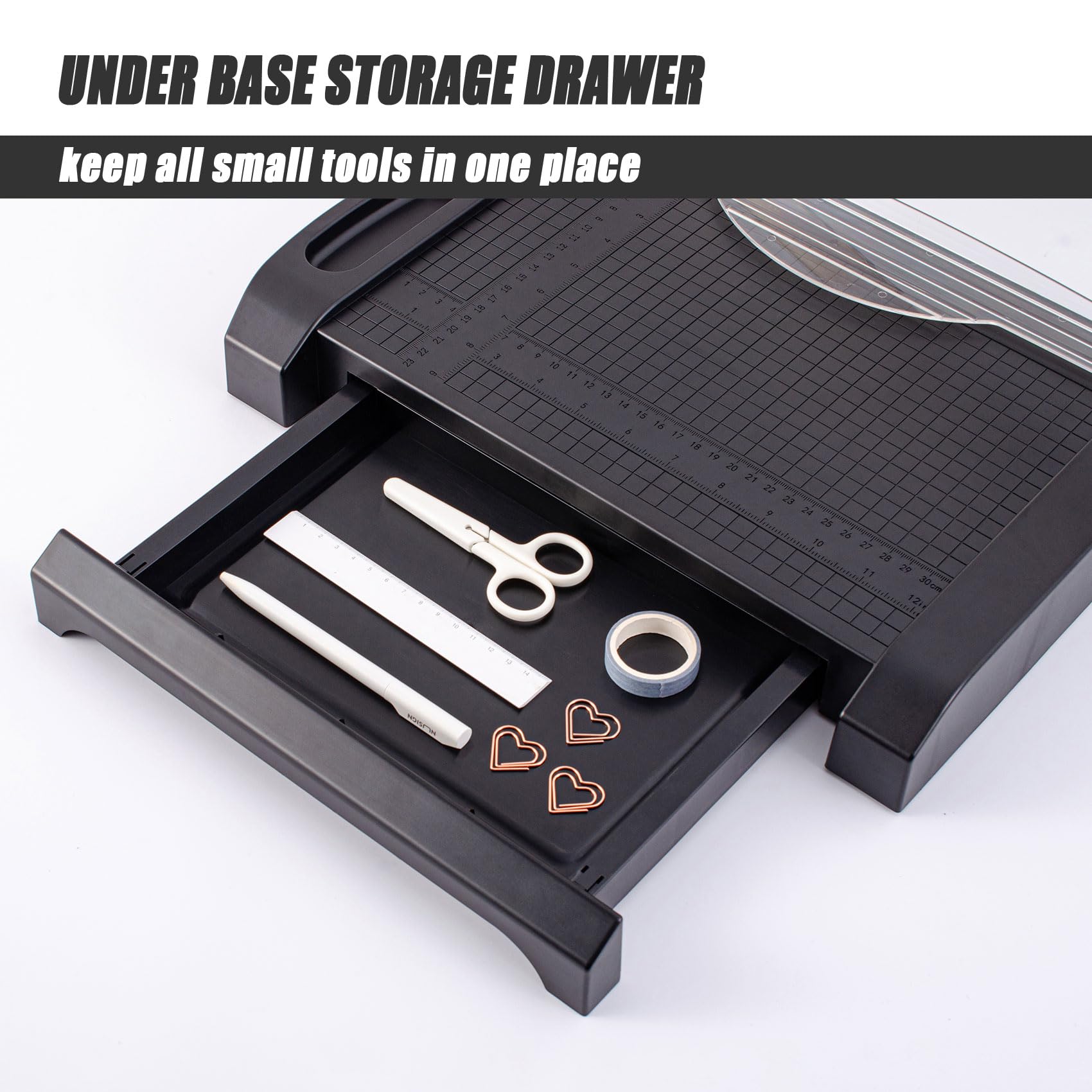 TIANSE 3-in-1 Paper Cutter & Trimmer with Safety Blade Lock - Guillotine Style Paper Cutting Board for 5-10 Sheets - Perfect for Home, Office & School Use - Ideal for Crafting, Scrapbooking & Document Organization