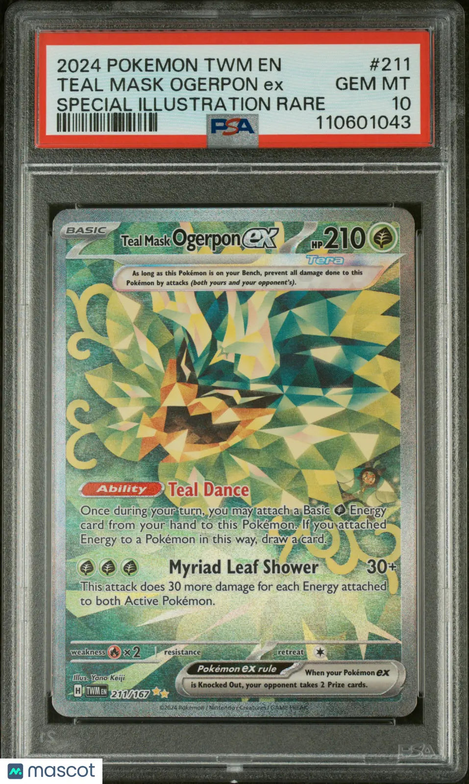 2024 Pokemon Twilight Masquerade Teal Mask Ogerpon EX SIR PSA 10 211/167 - Rare Graded Trading Card for Collectors & Battles