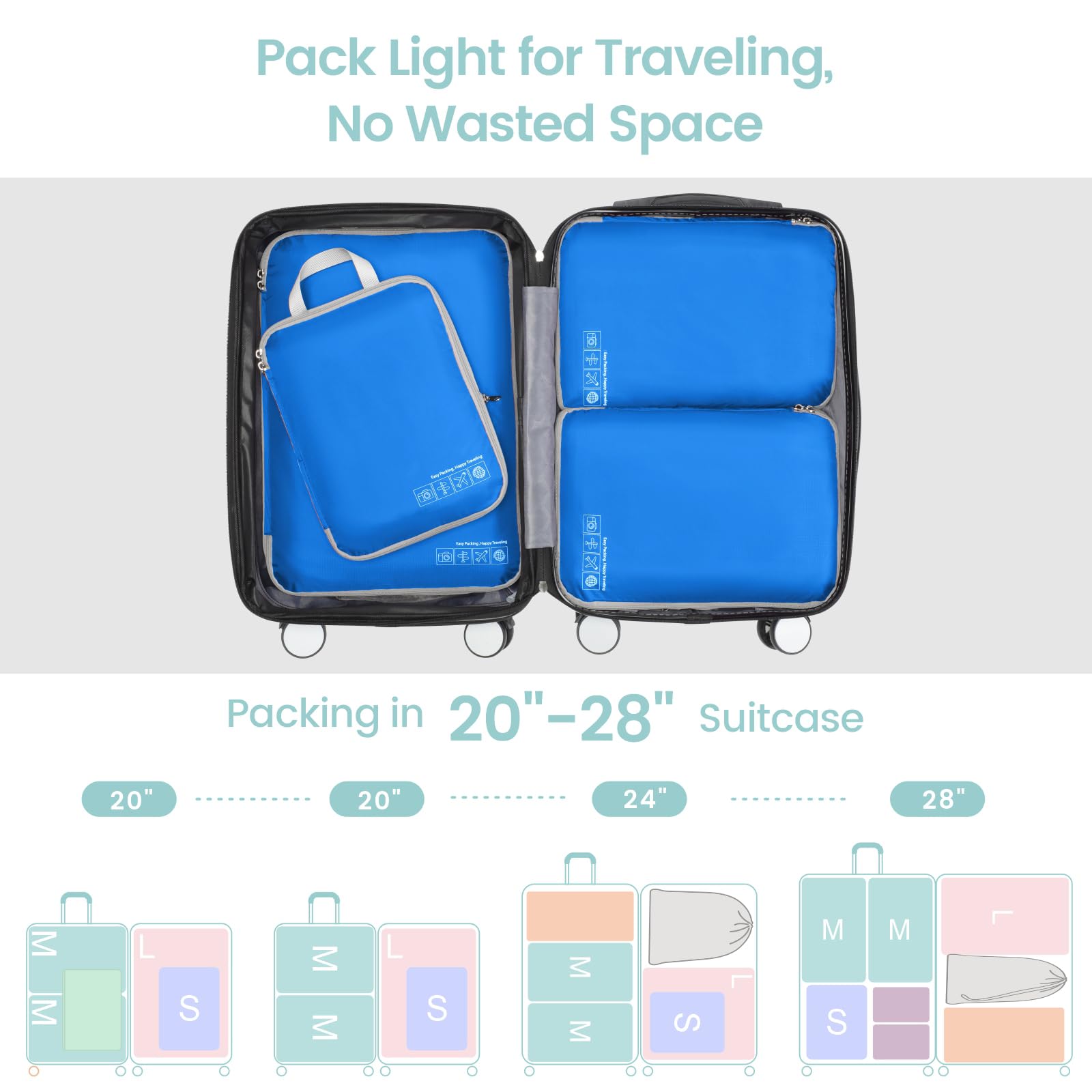 Cambond Compression Packing Cubes for Travel - 4-Piece Set of Luggage Organizers for Women | Space-Saving Travel Essentials for Carry-On Suitcases | Perfect for Business Trips, Vacations & Weekend Getaways