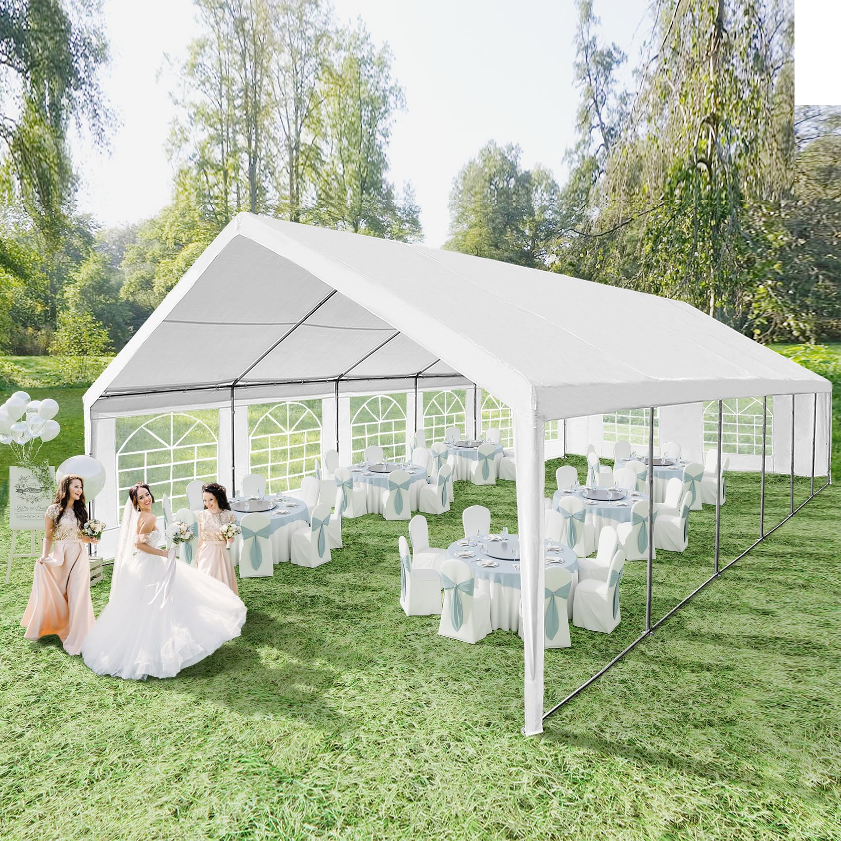 20x40Ft Heavy Duty Party Tent - Outdoor Canopy Tent for Weddings, Events & Carports - Waterproof Gazebo with Storage Bags - Perfect for Backyard Parties, Camping & Outdoor Gatherings