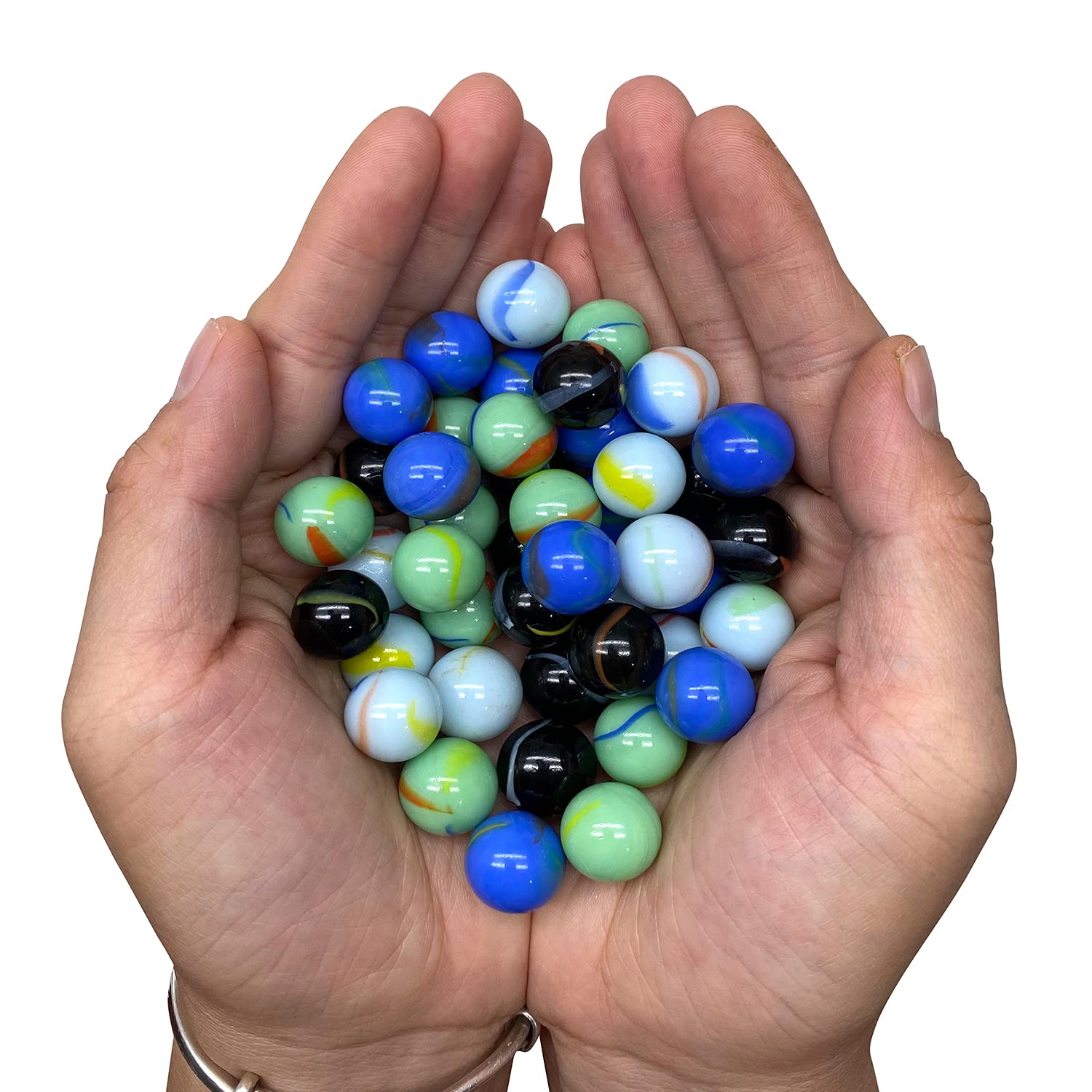 MANSHU 60-Piece Glass Marbles Set for Kids & Adults - 0.63 Inch Colorful Game Marbles (4 Vibrant Colors) - Perfect for Marble Games, DIY Crafts, Home Decor & Party Favors