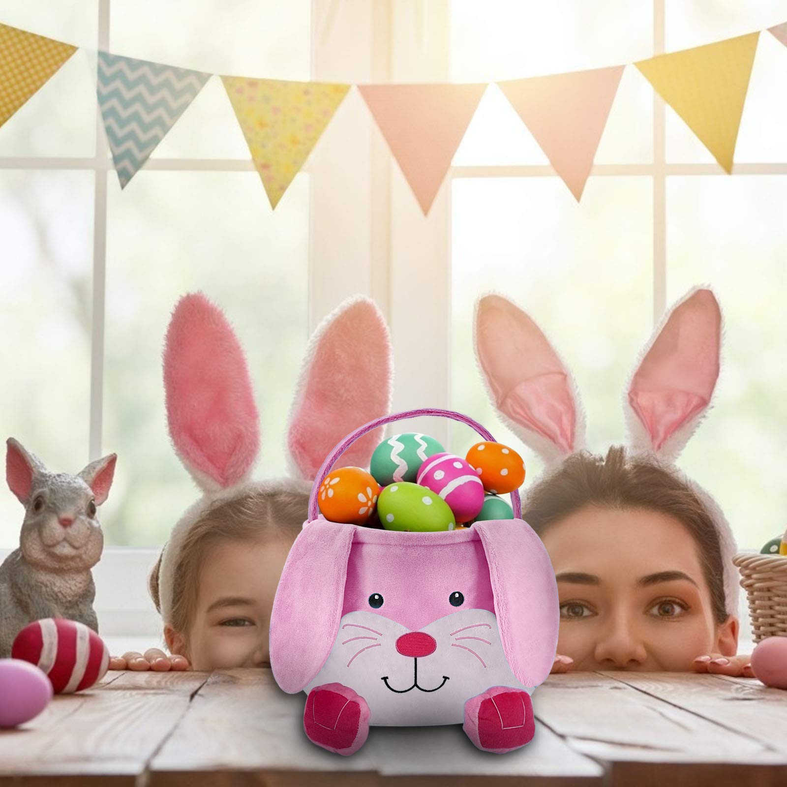 Pacoco Personalized Easter Basket - DIY Plush Bunny Basket for Easter Decorations - 20cm Soft Easter Bunny Gift for Kids - Perfect for Easter Egg Hunts, Spring Decor & Party Favors
