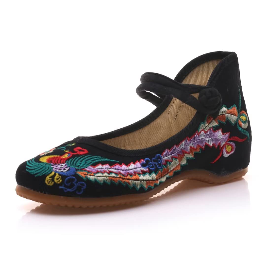 TN TANGNEST Women's Floral Embroidered Loafers - Comfortable Round Toe Ballet Flats for Casual Wear - Perfect for Office, Walking & Spring Outfits