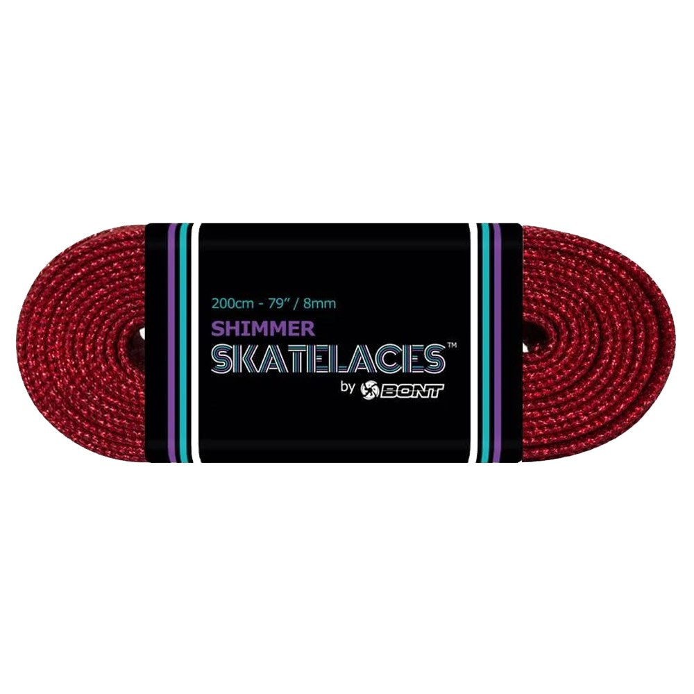 Bont Shimmer Waxed Lace - 8mm Very Cherry Red Shoe Laces for Roller Skates, Ice Skates & Figure Skating - Premium Waxed Laces for Enhanced Performance & Durability