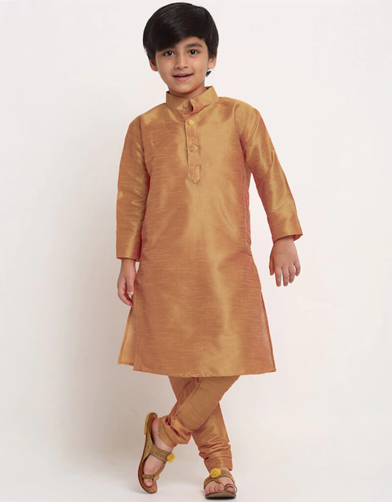 Chiku Kurta Pajama Set - Premium Dhupion Silk Indian Ethnic Wear for Men | Perfect for Festivals, Weddings & Special Occasions