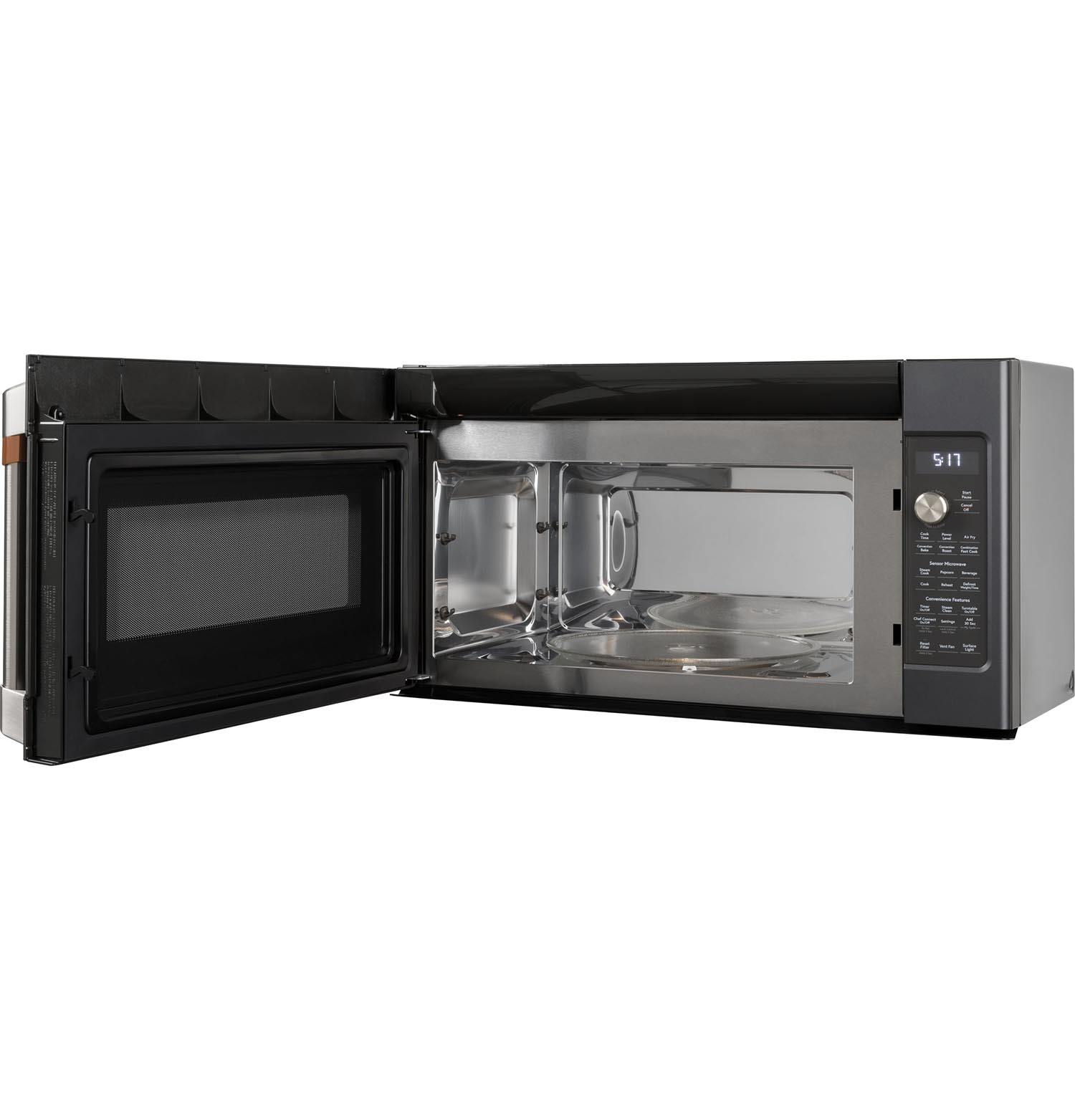 Matte Black Convection Over The Range Microwave Oven - 1.7 Cu Ft Capacity, Built-in Vent Hood, Sensor Cooking - Perfect for Modern Kitchens & Small Spaces (Model: CVM517P3RD1)