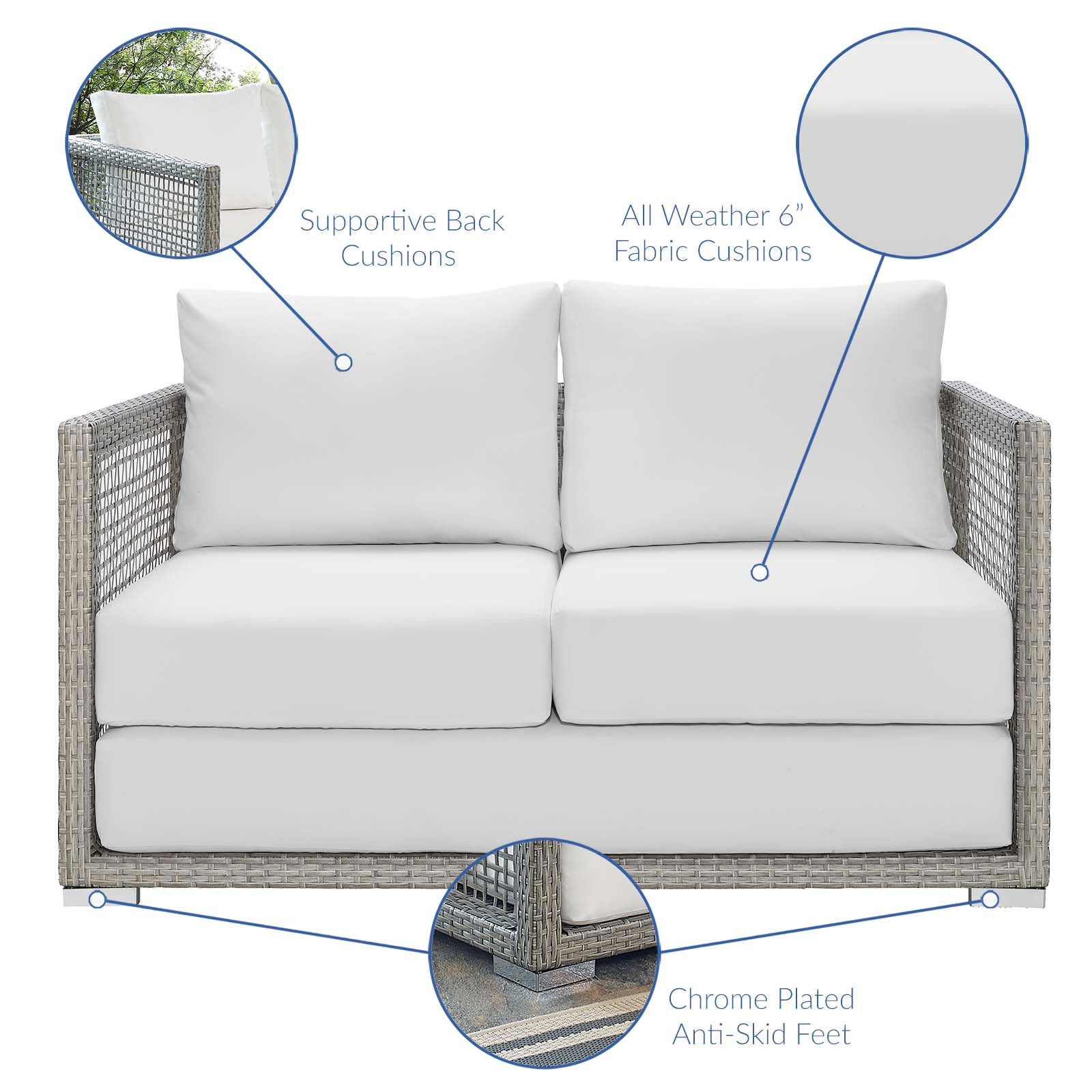 Aura 4-Piece Outdoor Patio Furniture Set - Wicker Rattan Sofa & Chairs for Garden, Backyard, Poolside or Balcony Relaxation