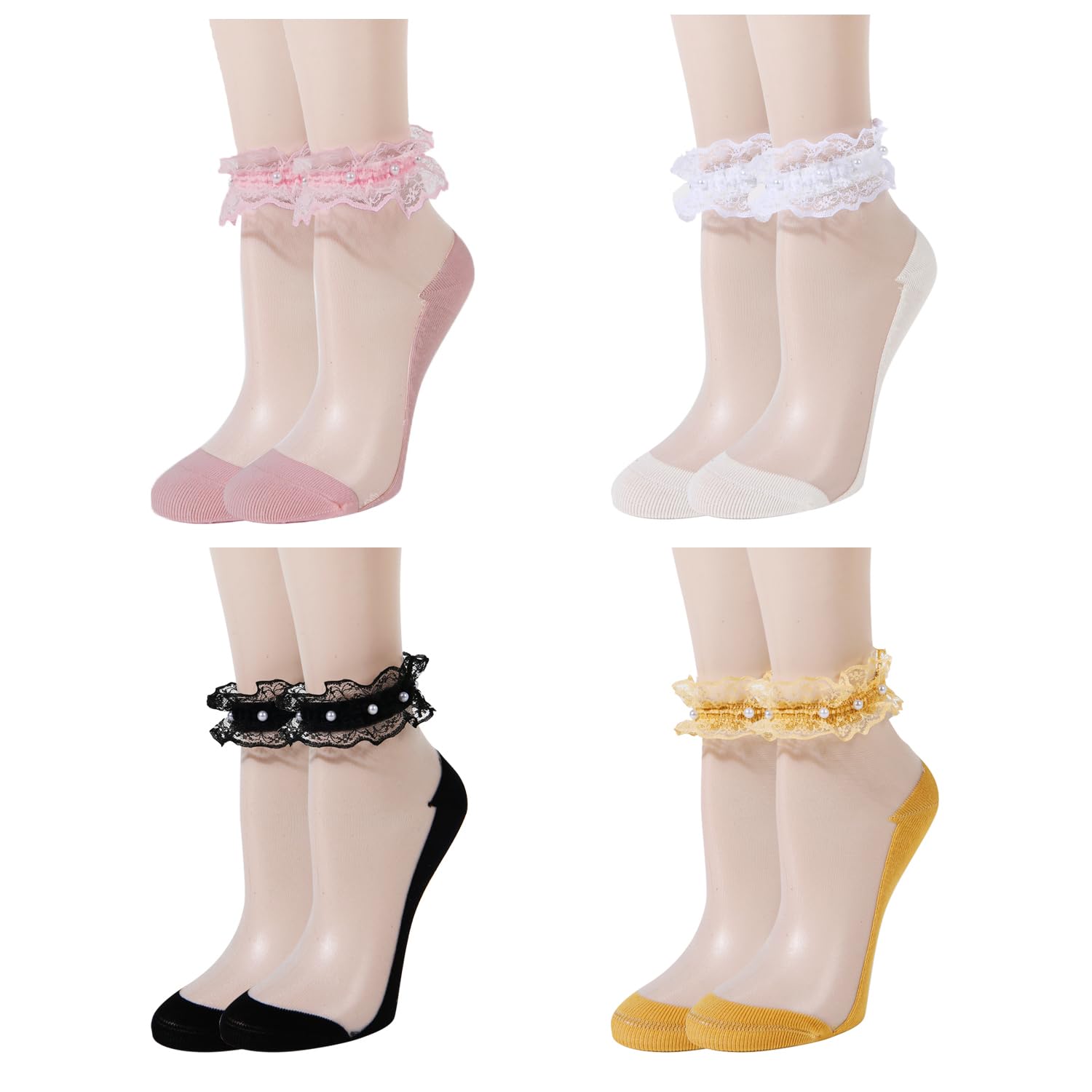 Violet Mist Women's Mesh Sheer Ankle Socks - Ultra Thin Transparent See-Through Nylon Socks for Summer - Perfect for Casual Wear, Office, and Fashion Outfits