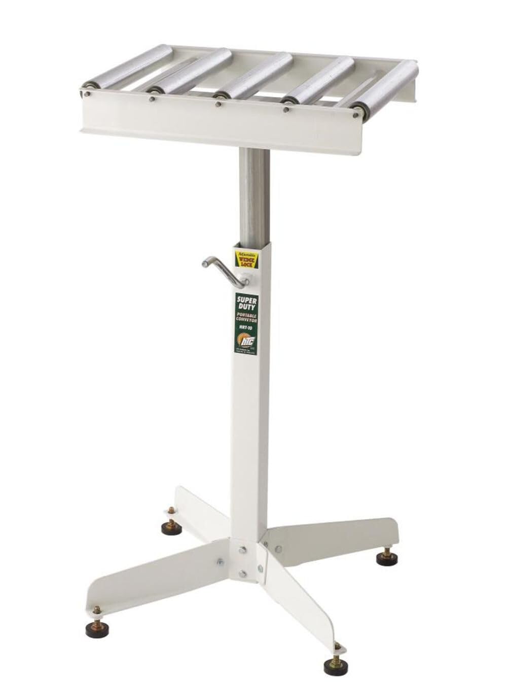 Heavy Duty Adjustable Roller Table Stand HTC HRT-10 - 5 Ball Bearing Rollers Conveyor Feed Stand, White - Perfect for Workshop, Warehouse & Industrial Material Handling