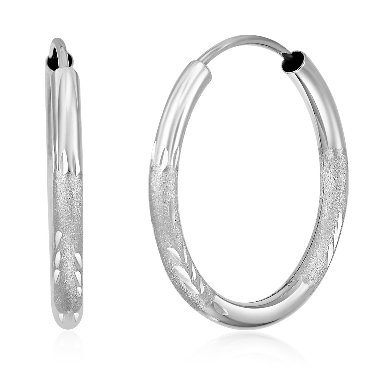 14K White Gold 2mm Thin Endless Hoop Earrings for Women - 8 Sizes (8mm-30mm) | Minimalist Everyday Jewelry, Perfect Gift for Birthday, Anniversary & Valentine's Day