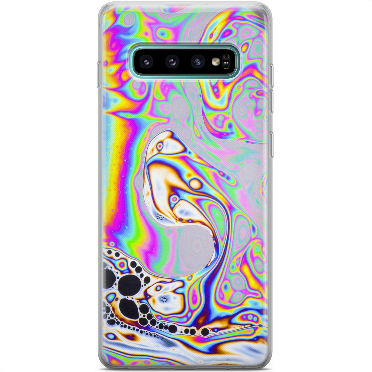 Rainbow Trippy Psychedelic Art Silicone TPU Phone Case for Samsung Galaxy S24/S23 Ultra/S22 5G Plus/S21 FE/S20/S10 - Lightweight Slim Protective Cover for Everyday Use & Fashion Statement