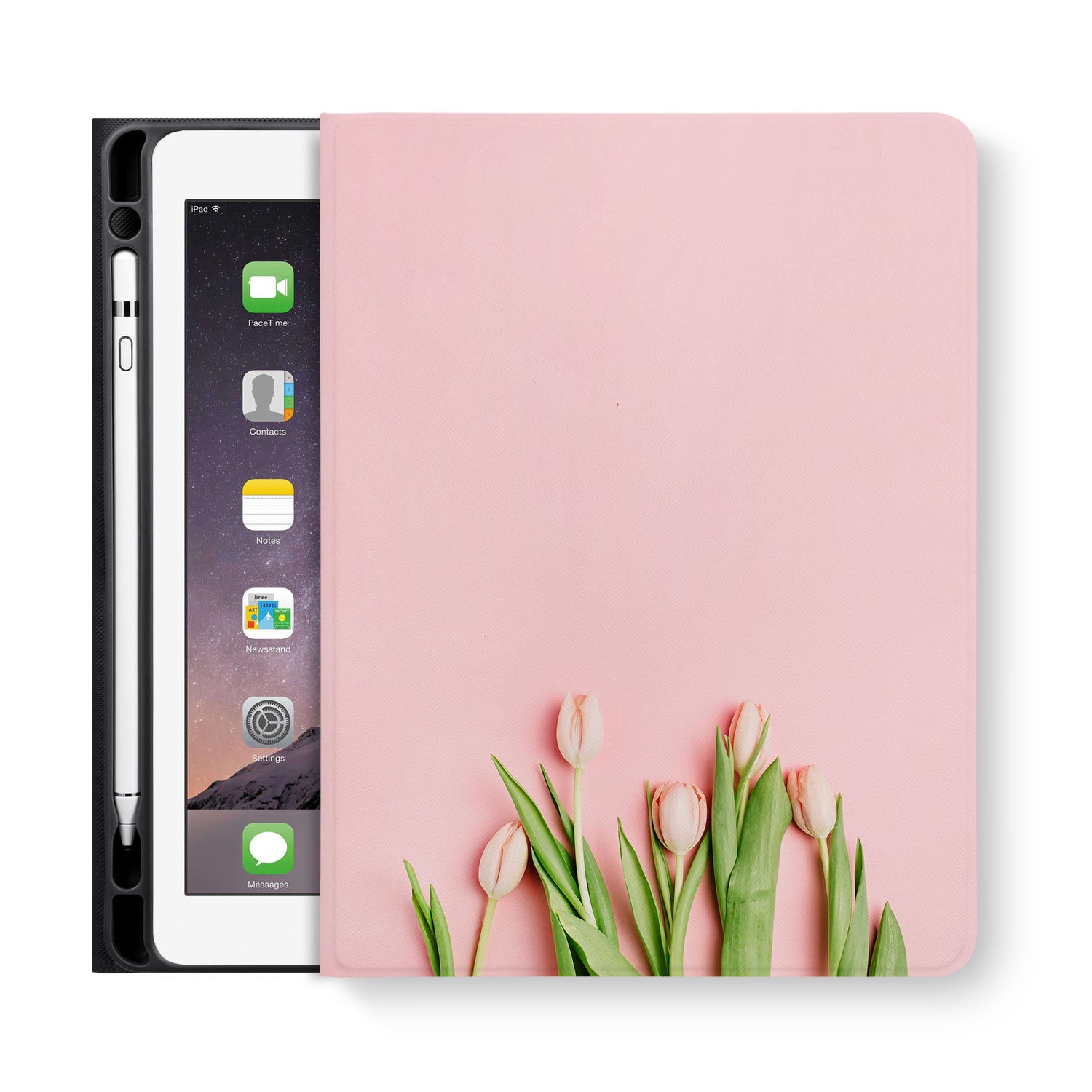 Premium Pink Floral iPad Folio Case - Slim Protective Cover with Auto Sleep/Wake for iPad 9.7/10.2 Inch - Perfect for Work, School & Travel Accessories