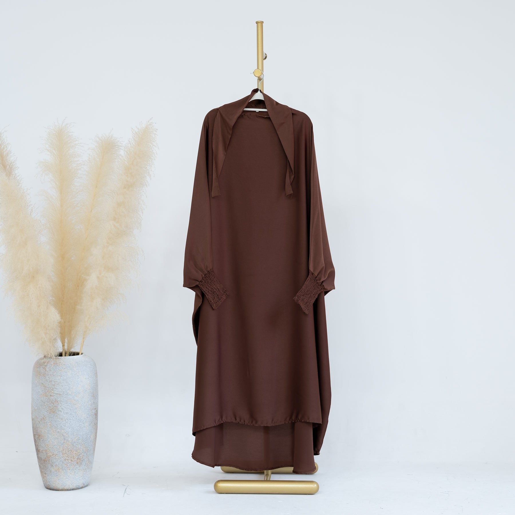 Marwa Kids Satin Hijab Scarf - Soft Coffee Color Islamic Headscarf for Girls | Perfect for School, Prayer & Special Occasions