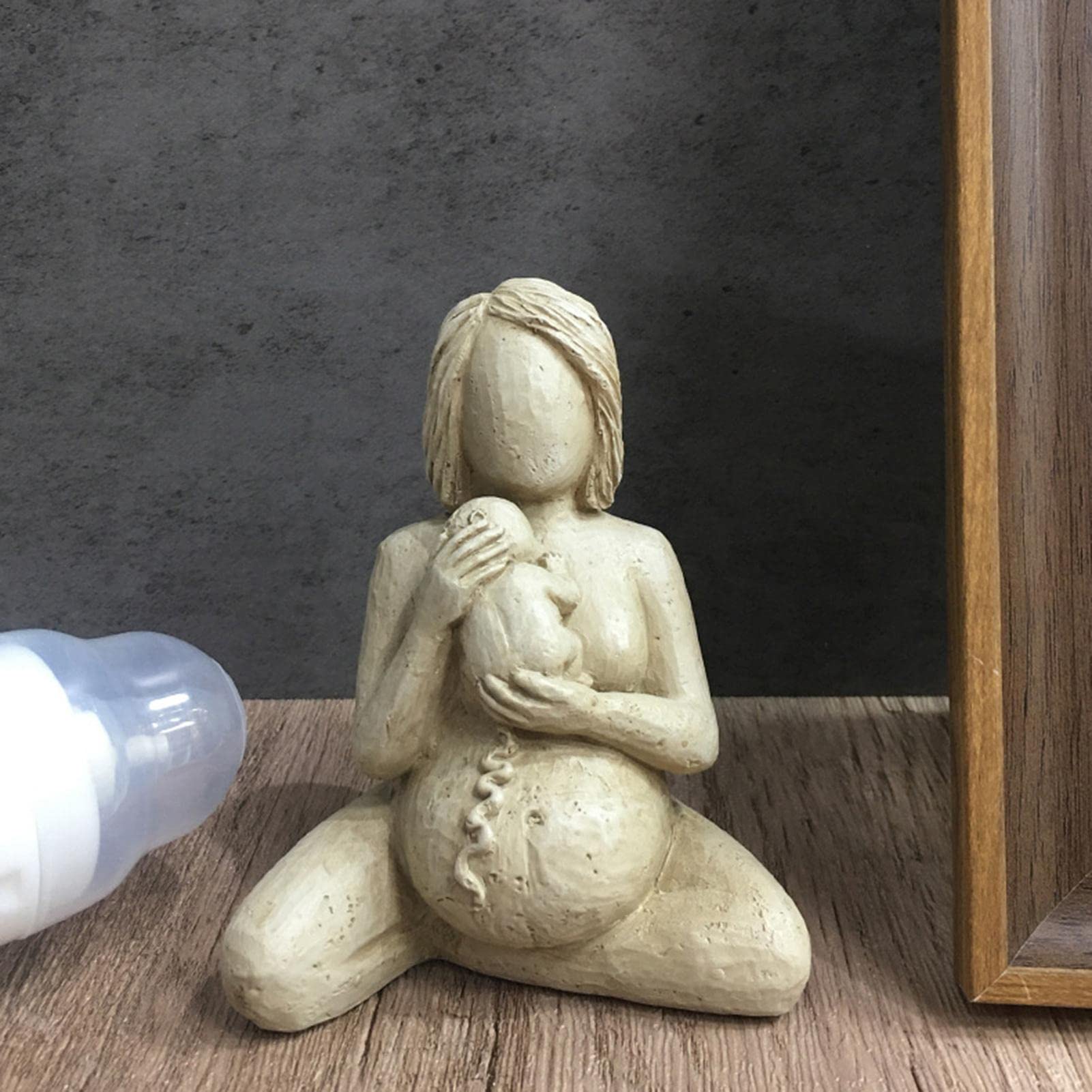Pregnant Woman Statue - Handcrafted Pregnancy Sculpture for Home Decor, Unique Mud Art Figurine & Thoughtful Gift for Expecting Mothers - Perfect for Nursery, Baby Shower, or Office Desk Decoration
