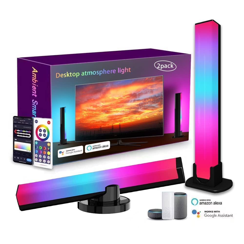 RGB IC LED Smart Light Bar with 18 Scene & Music Modes - Bluetooth Color Changing Light Strip for PC, TV, Room Decor - Works with Alexa & Google Assistant - Perfect for Gaming Setup, Home Theater & Bedroom Ambiance