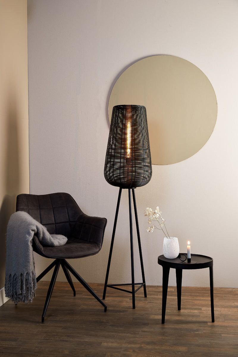 Adeta Modern Tripod Floor Lamp - Medium/Large Size in Matt Black, Nickel & Gold Finishes - Perfect for Living Room, Bedroom, or Office Lighting